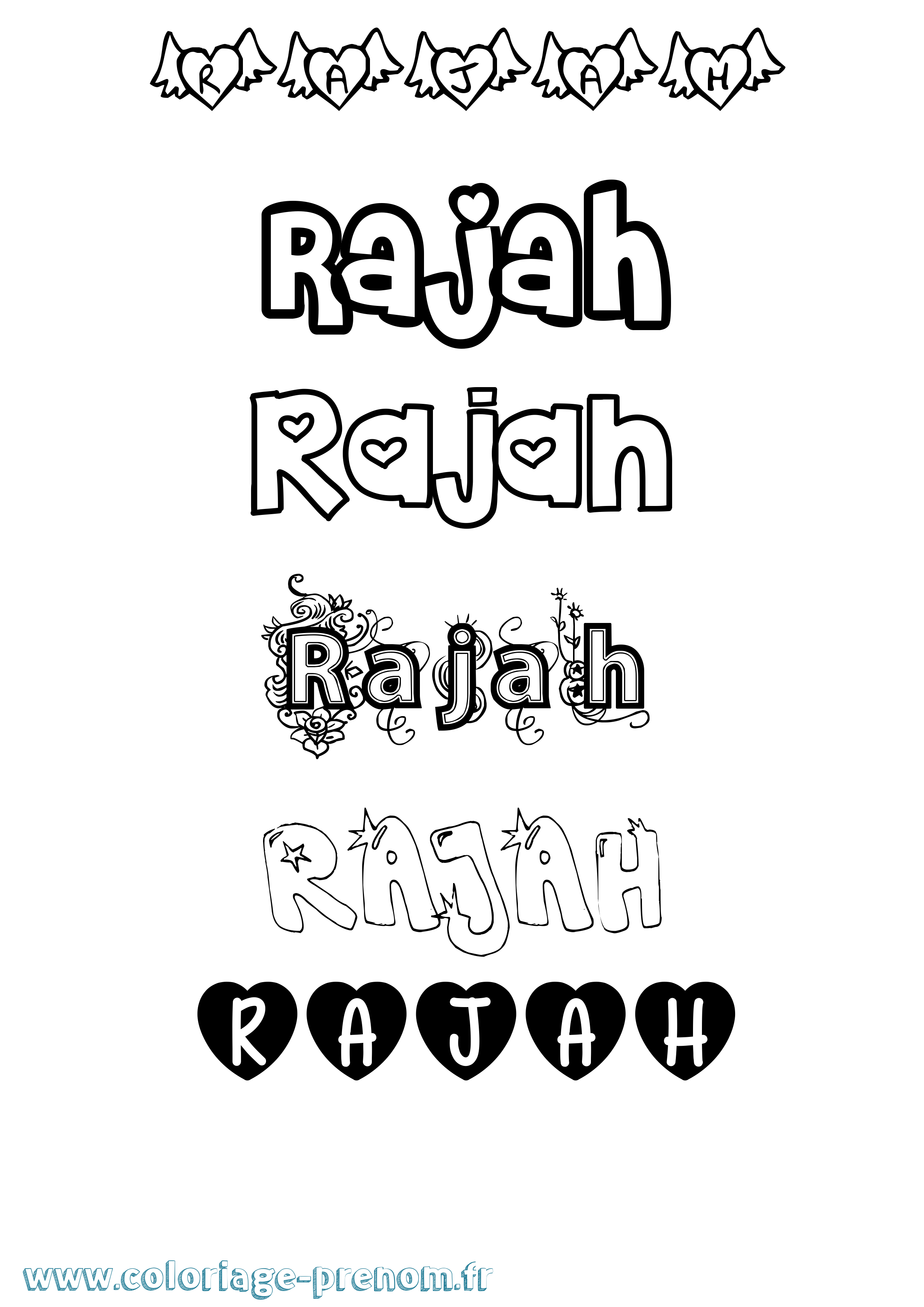 Coloriage Rajah Girly Coloriage prénom Rajah Girly
