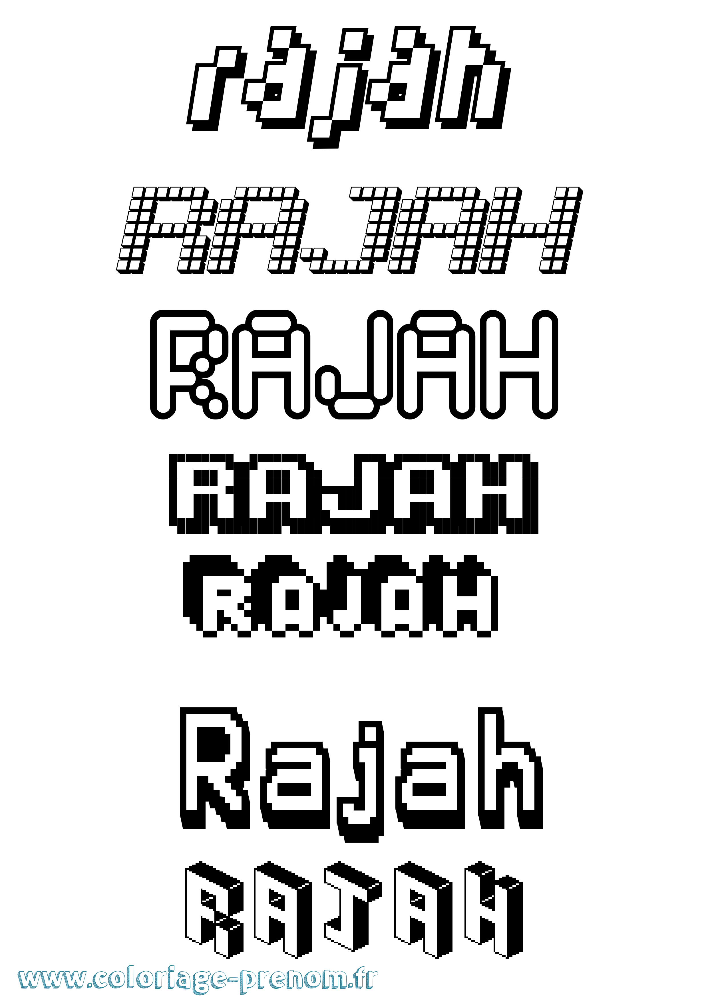 Coloriage Rajah Pixel Coloriage prénom Rajah Pixel