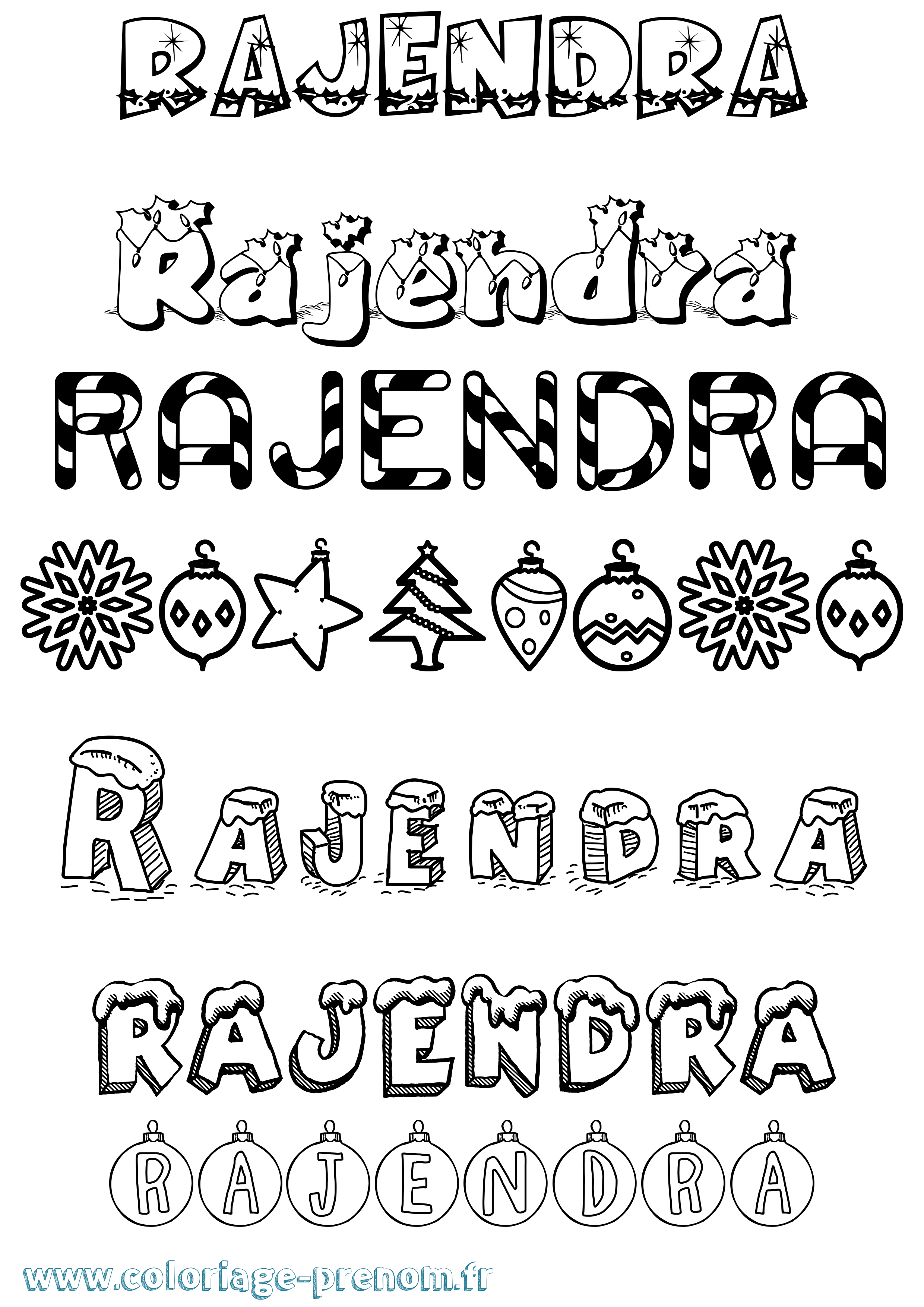 Coloriage Rajendra Noël Coloriage prénom Rajendra Noël