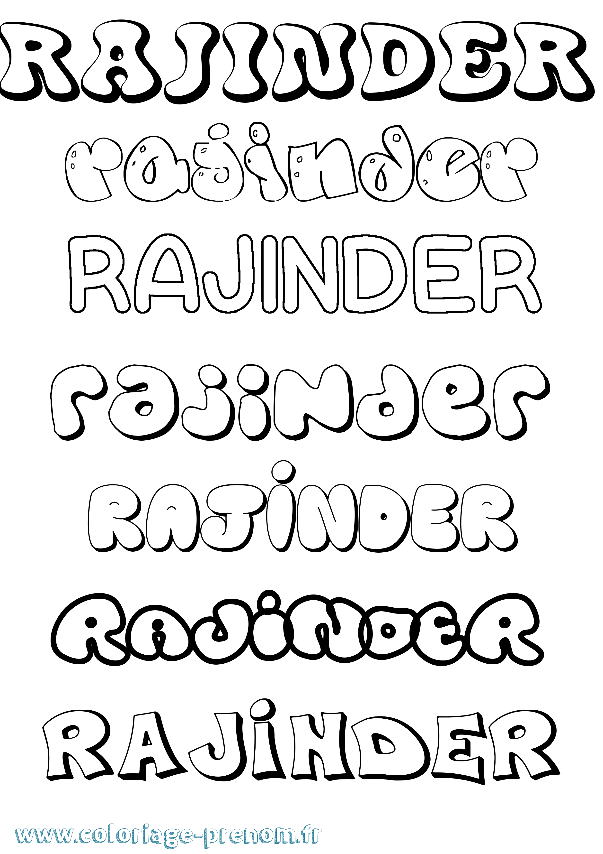 Coloriage Rajinder Bubble Coloriage prénom Rajinder Bubble