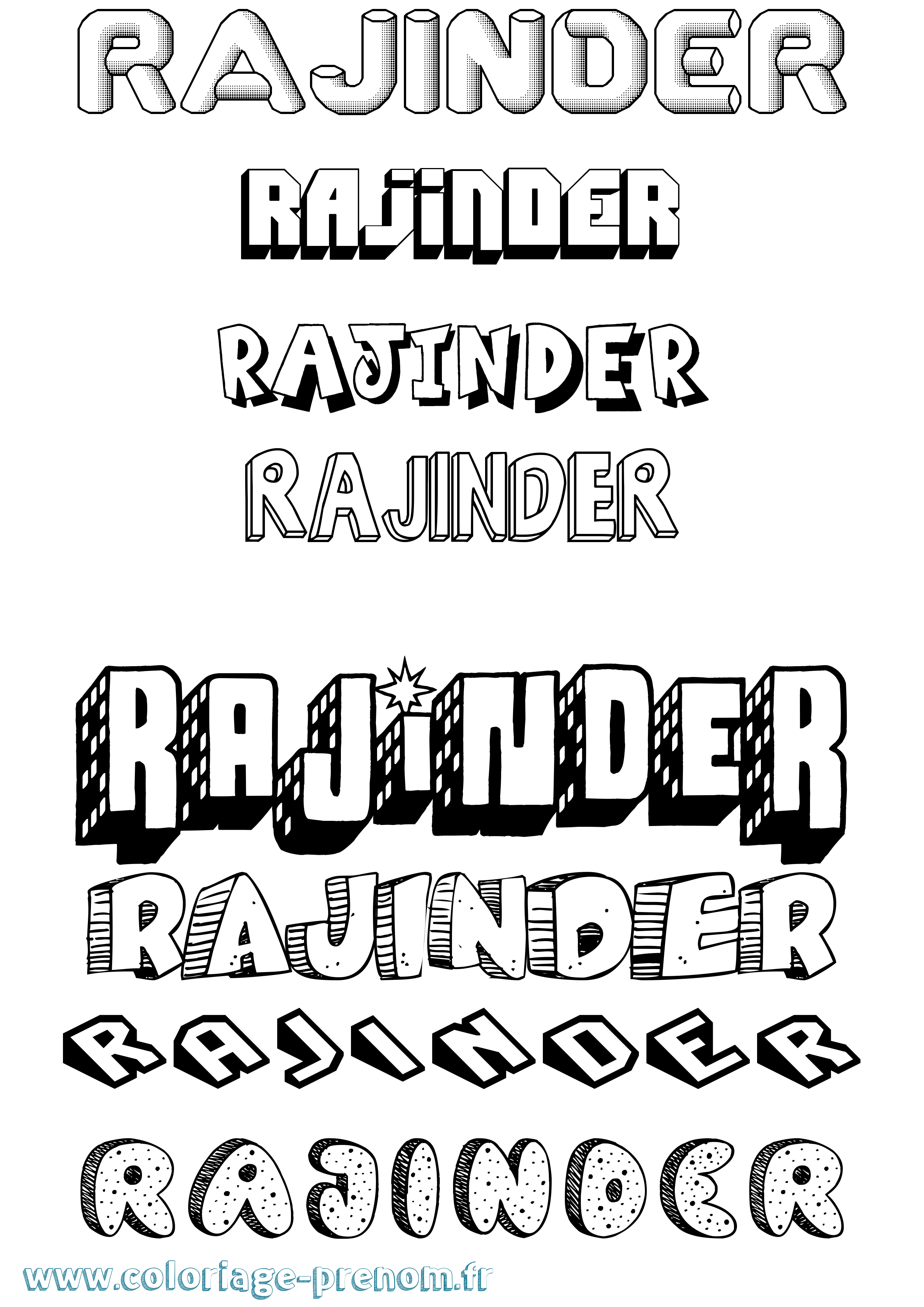 Coloriage Rajinder Effet 3D Coloriage prénom Rajinder Effet 3D