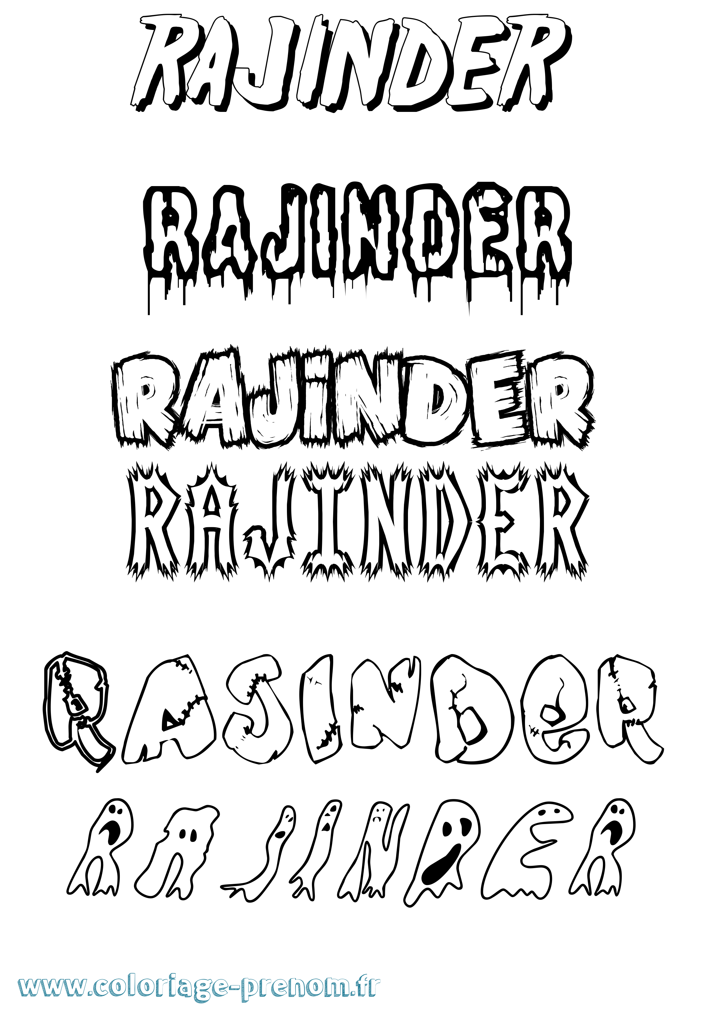 Coloriage Rajinder Frisson Coloriage prénom Rajinder Frisson