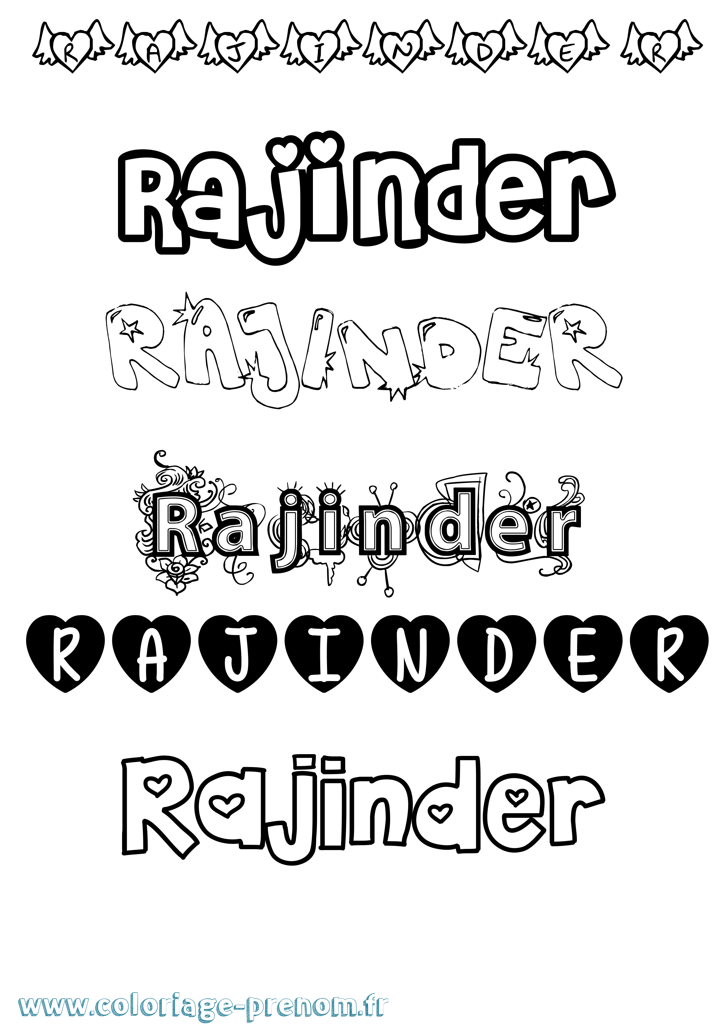 Coloriage Rajinder Girly Coloriage prénom Rajinder Girly