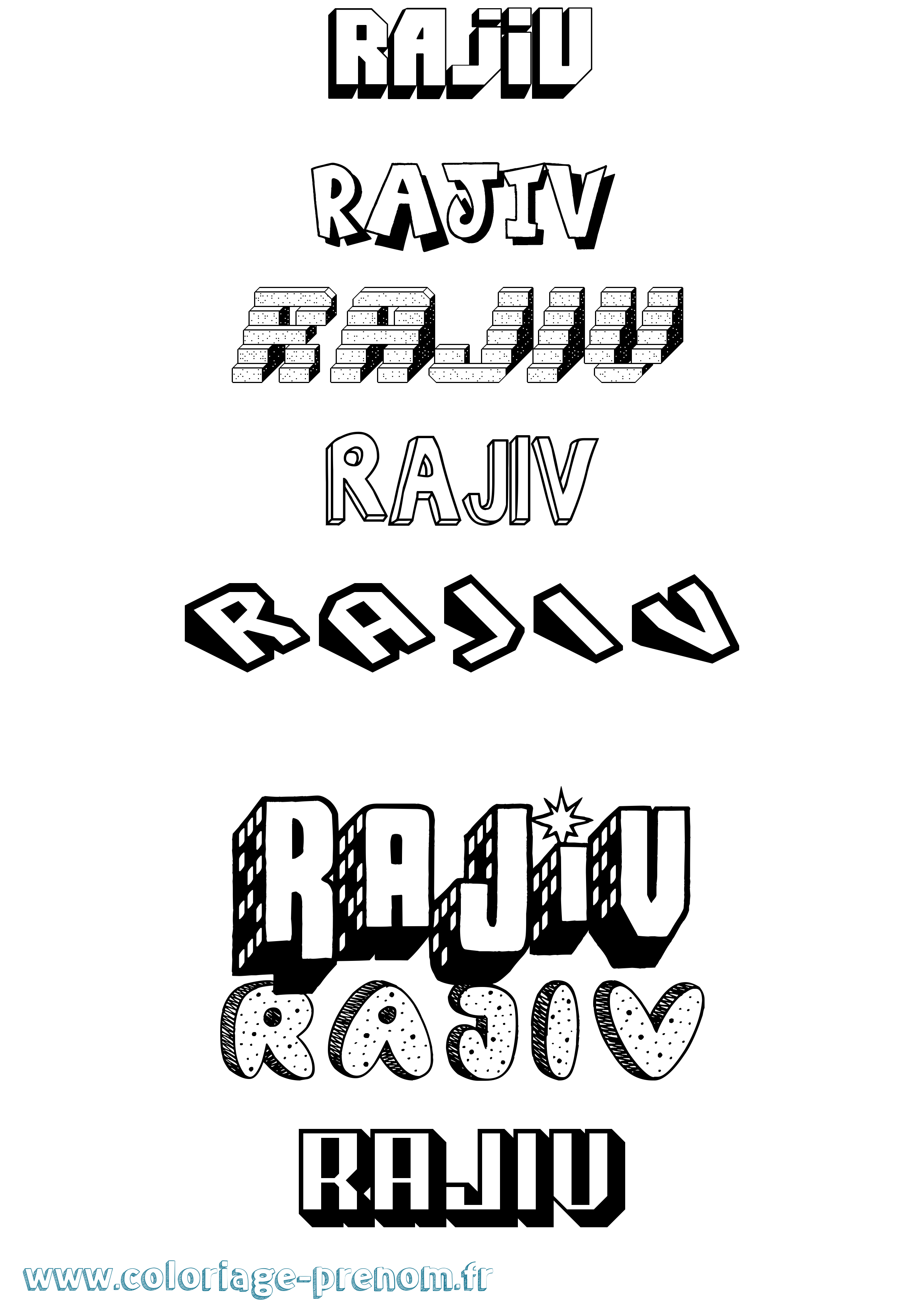 Coloriage Rajiv Effet 3D Coloriage prénom Rajiv Effet 3D