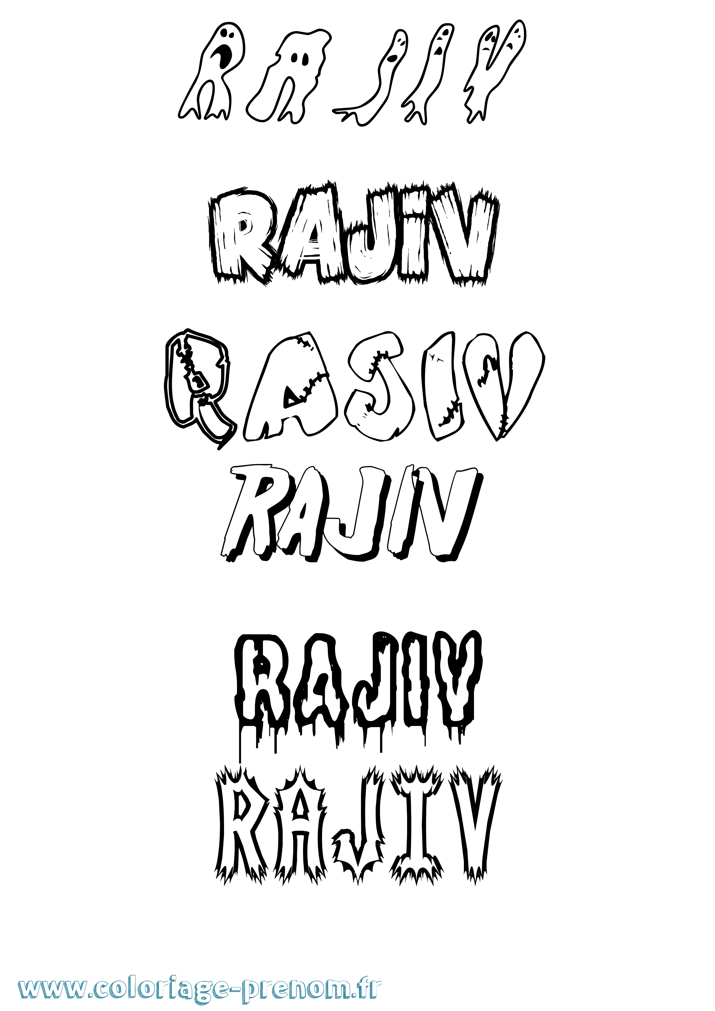 Coloriage Rajiv Frisson Coloriage prénom Rajiv Frisson