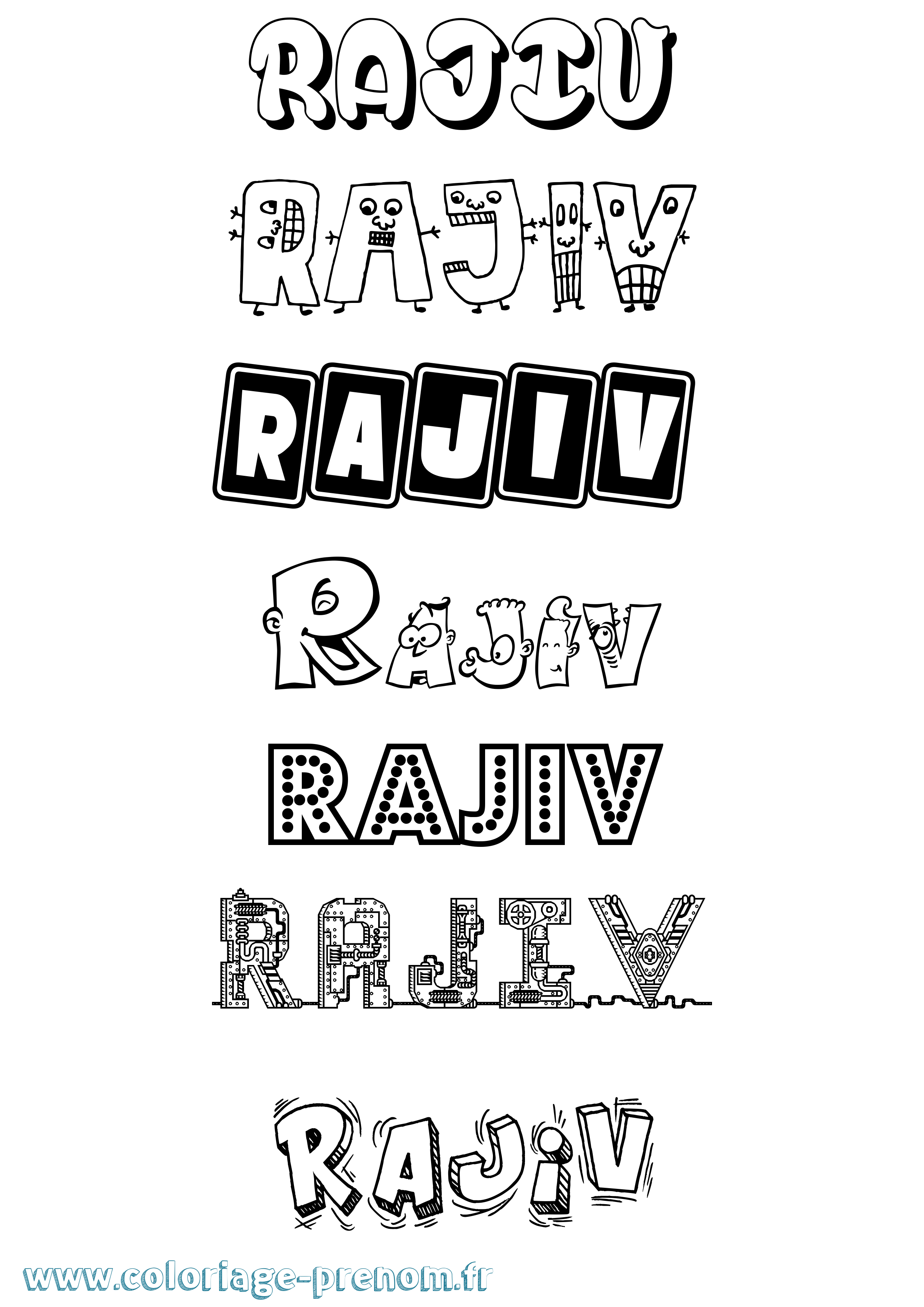 Coloriage Rajiv Fun Coloriage prénom Rajiv Fun