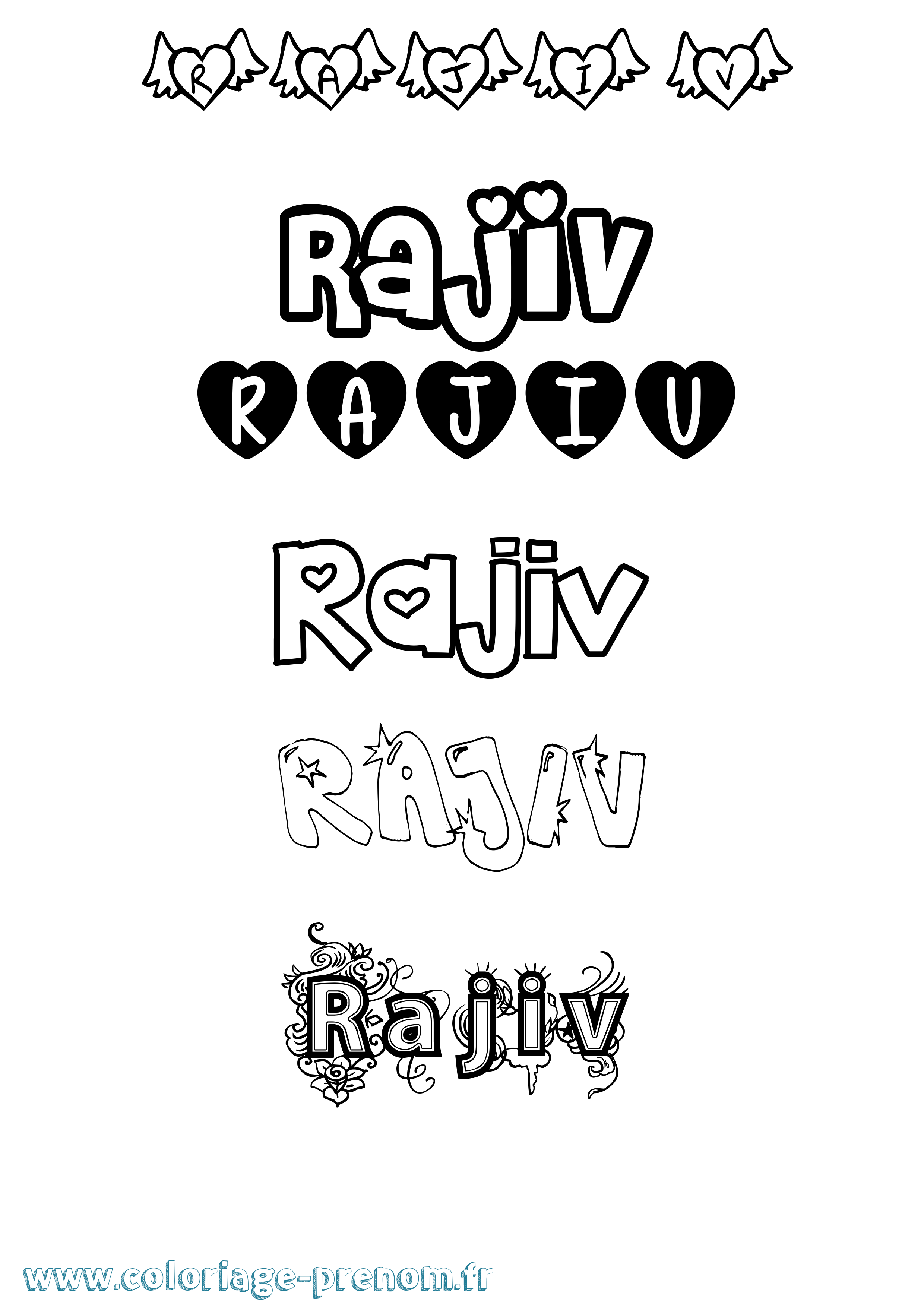 Coloriage Rajiv Girly Coloriage prénom Rajiv Girly