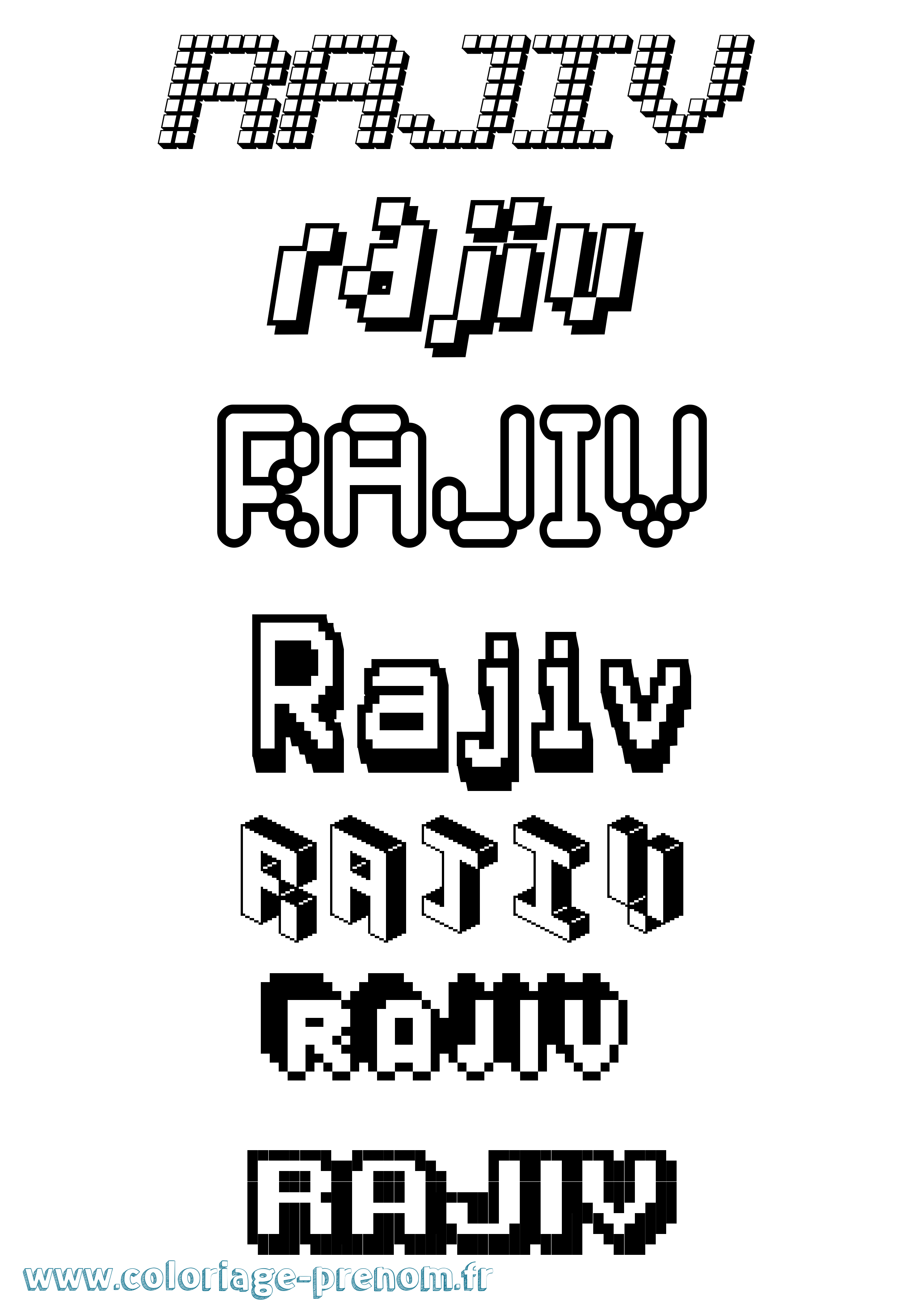 Coloriage Rajiv Pixel Coloriage prénom Rajiv Pixel
