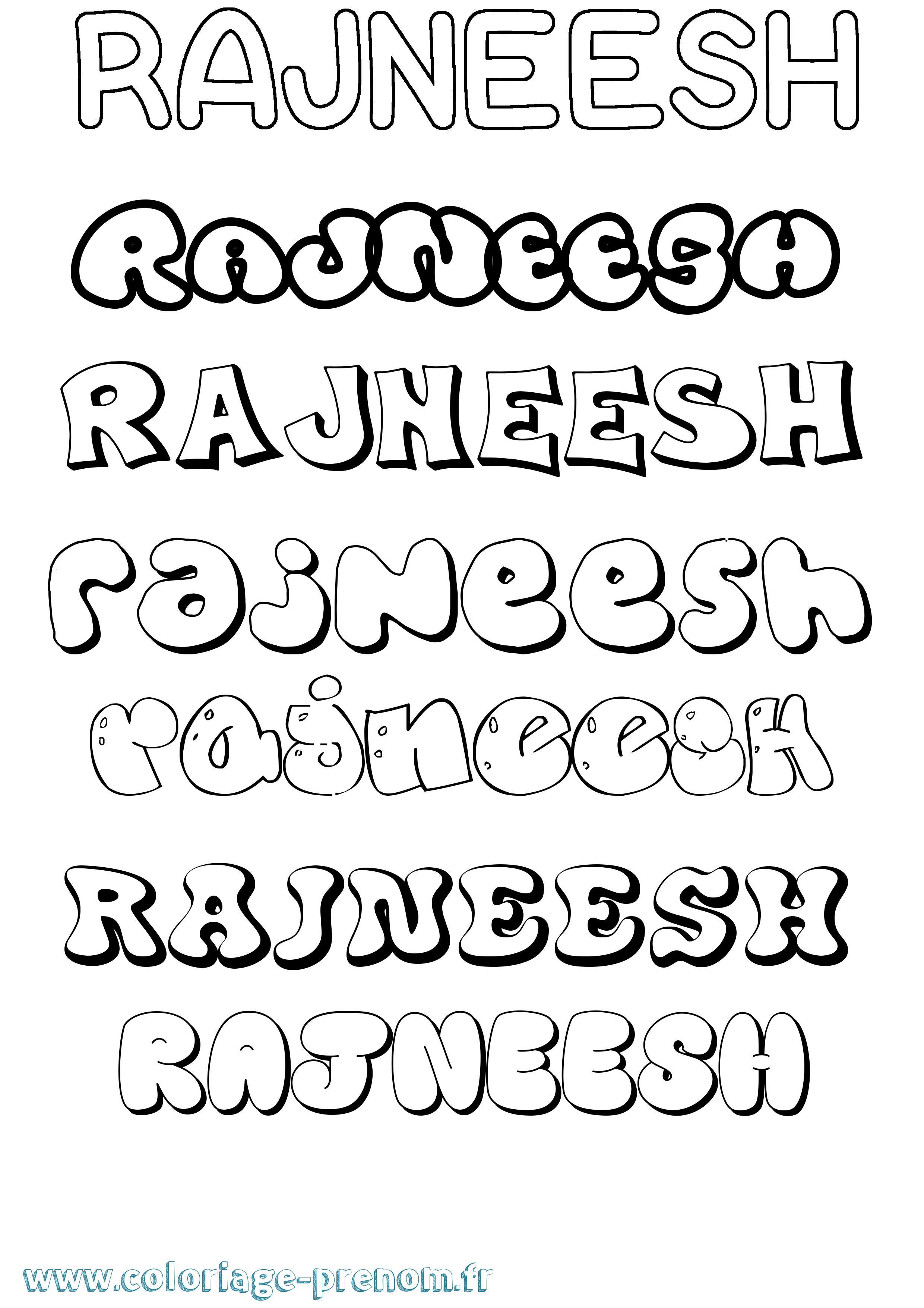 Coloriage Rajneesh Bubble Coloriage prénom Rajneesh Bubble