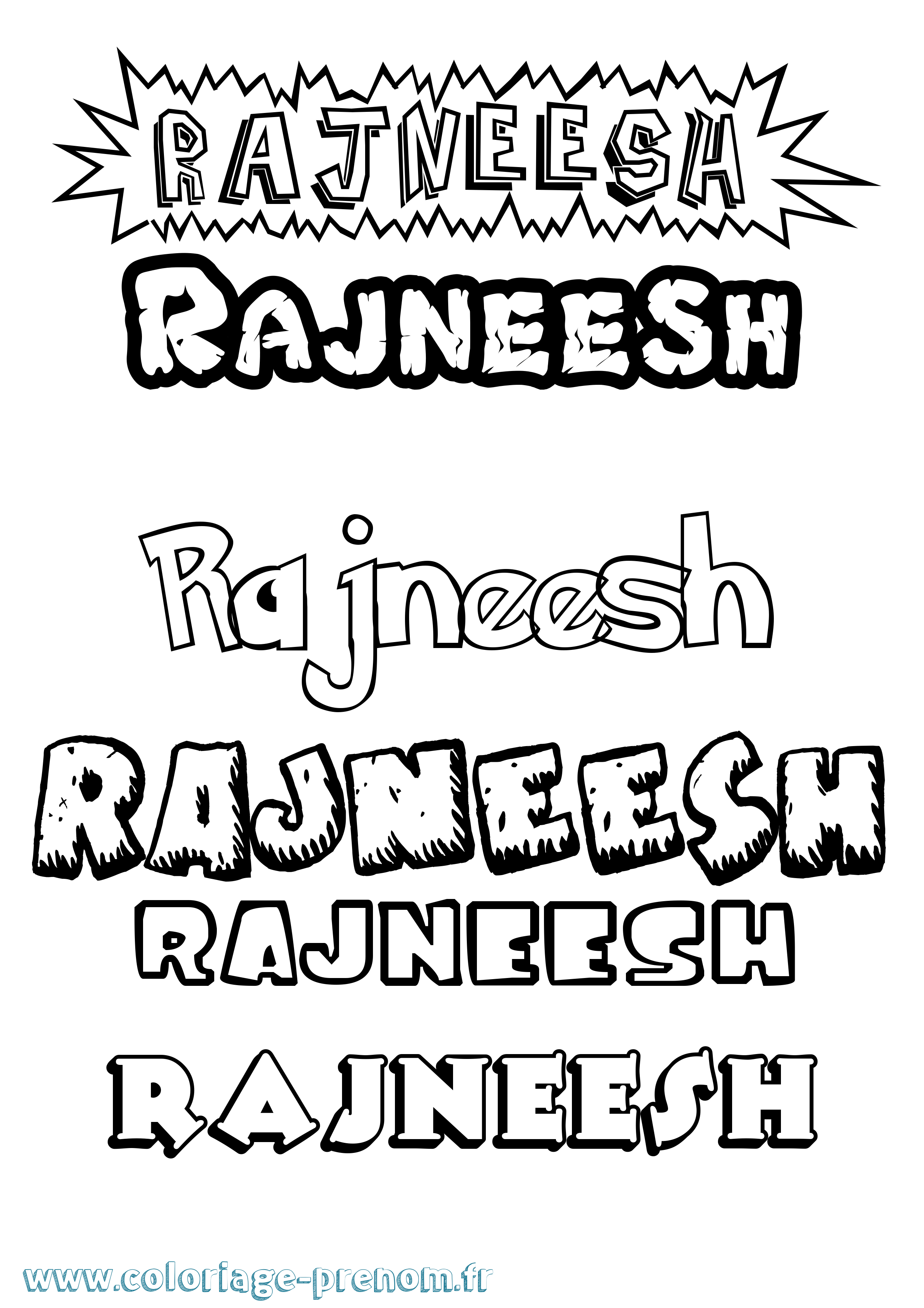 Coloriage Rajneesh Dessin Animé Coloriage prénom Rajneesh Dessin Animé