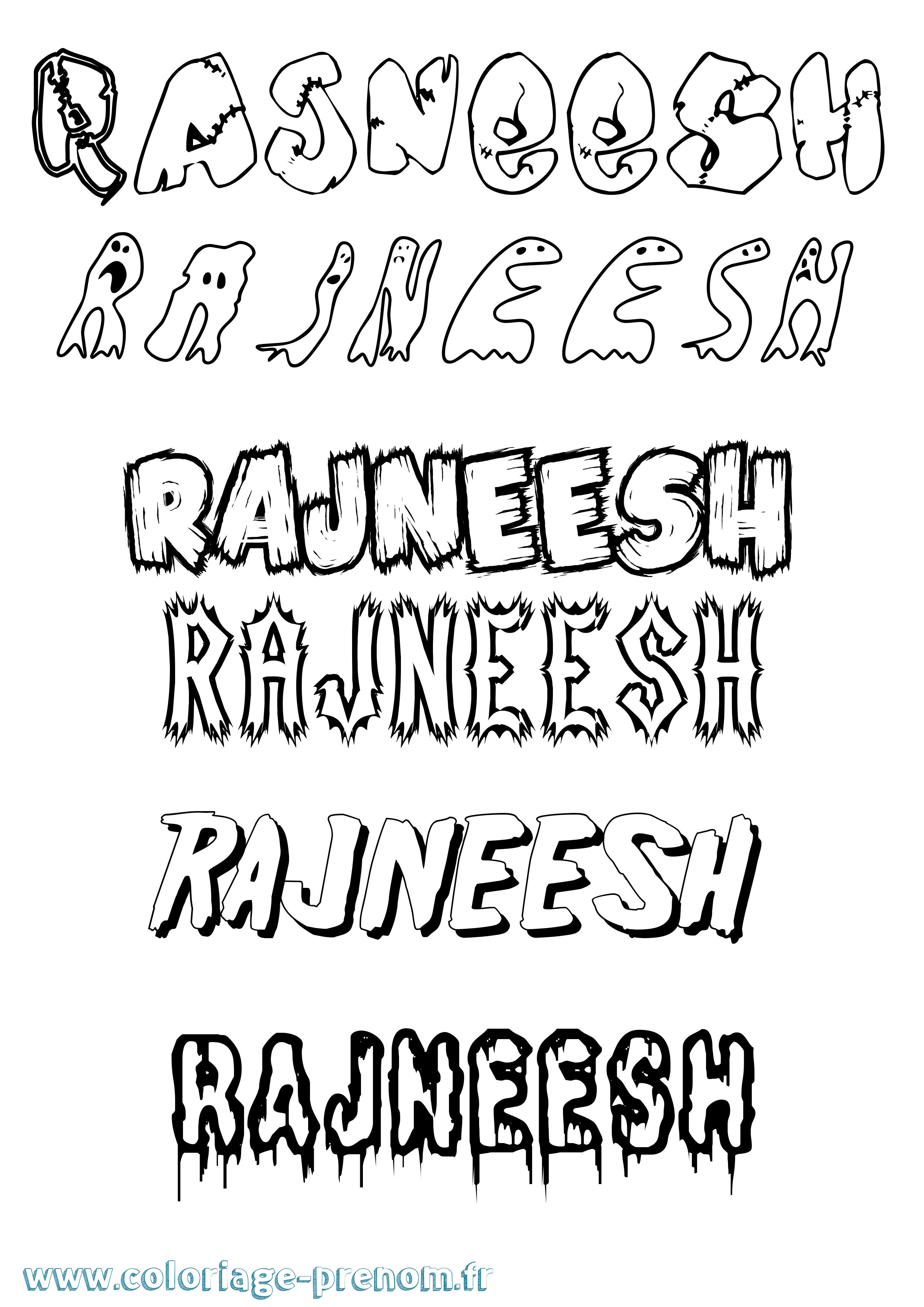 Coloriage Rajneesh Frisson Coloriage prénom Rajneesh Frisson