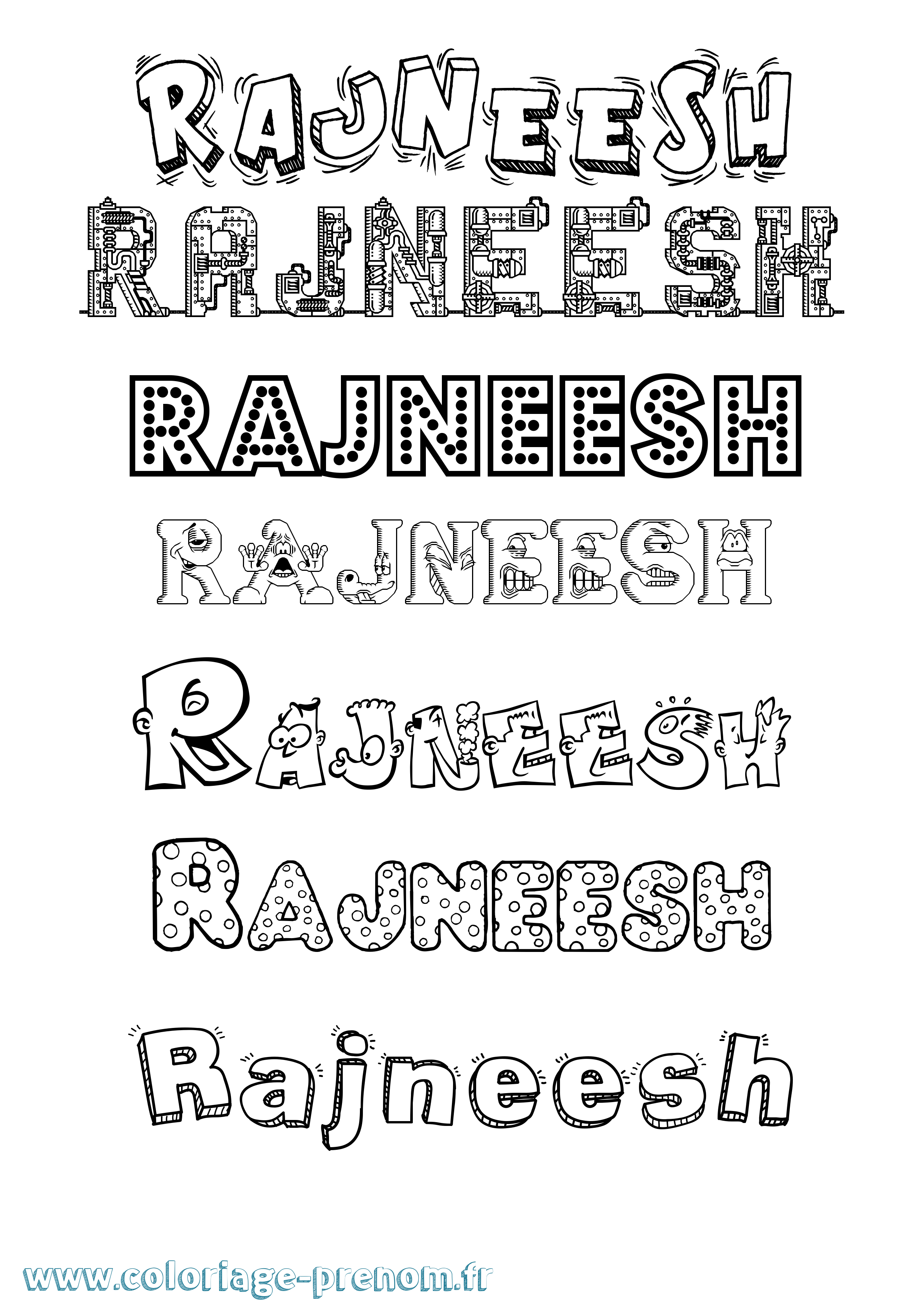 Coloriage Rajneesh Fun Coloriage prénom Rajneesh Fun