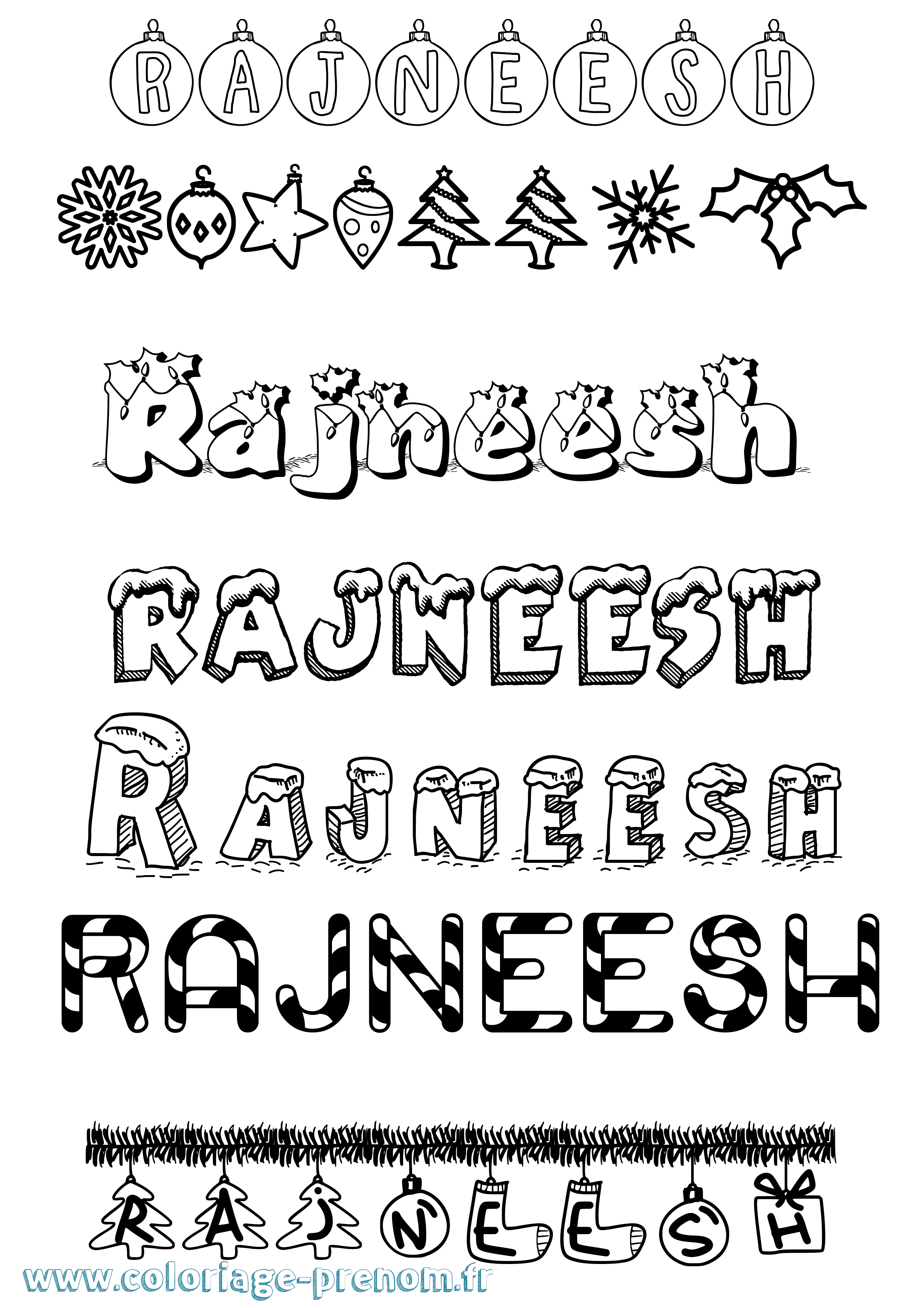 Coloriage Rajneesh Noël Coloriage prénom Rajneesh Noël