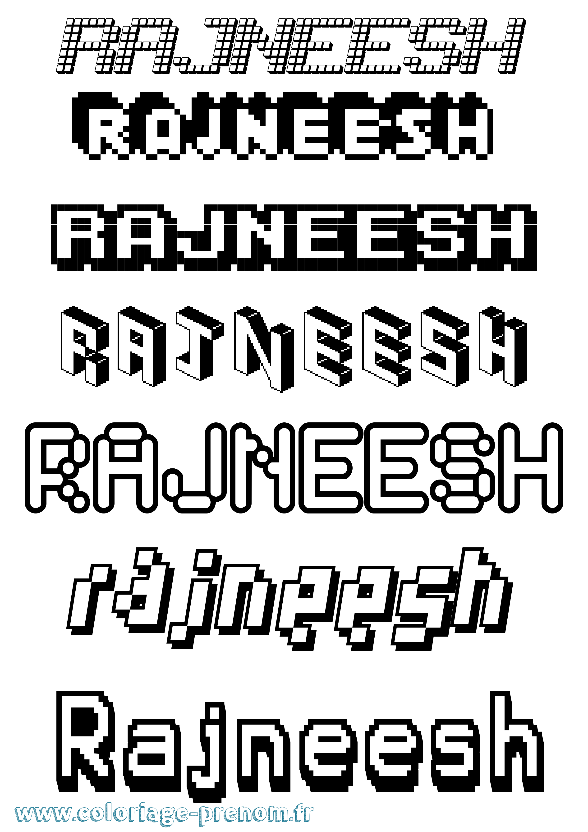 Coloriage Rajneesh Pixel Coloriage prénom Rajneesh Pixel