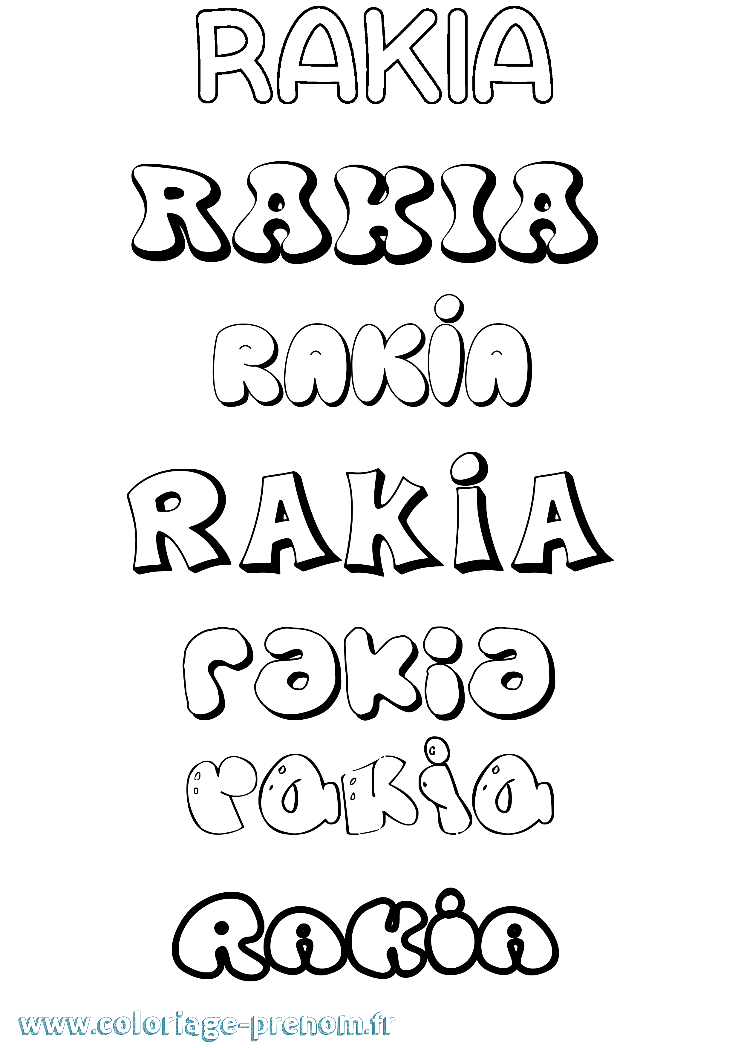 Coloriage Rakia Bubble Coloriage prénom Rakia Bubble