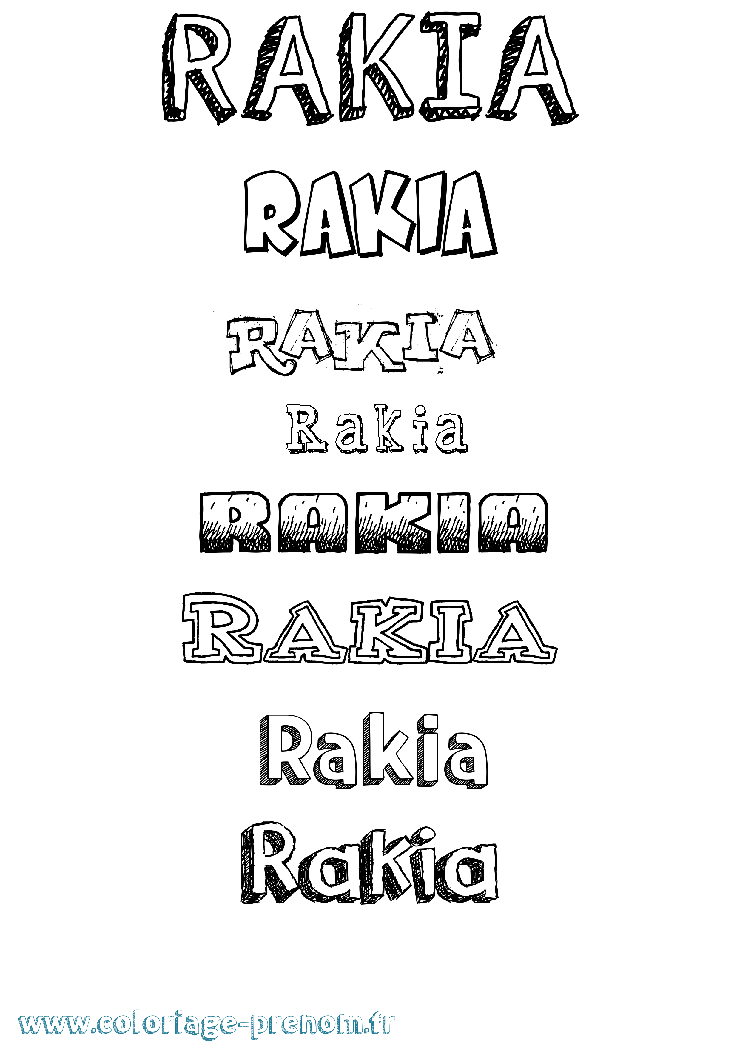 Coloriage Rakia Dessiné Coloriage prénom Rakia Dessiné