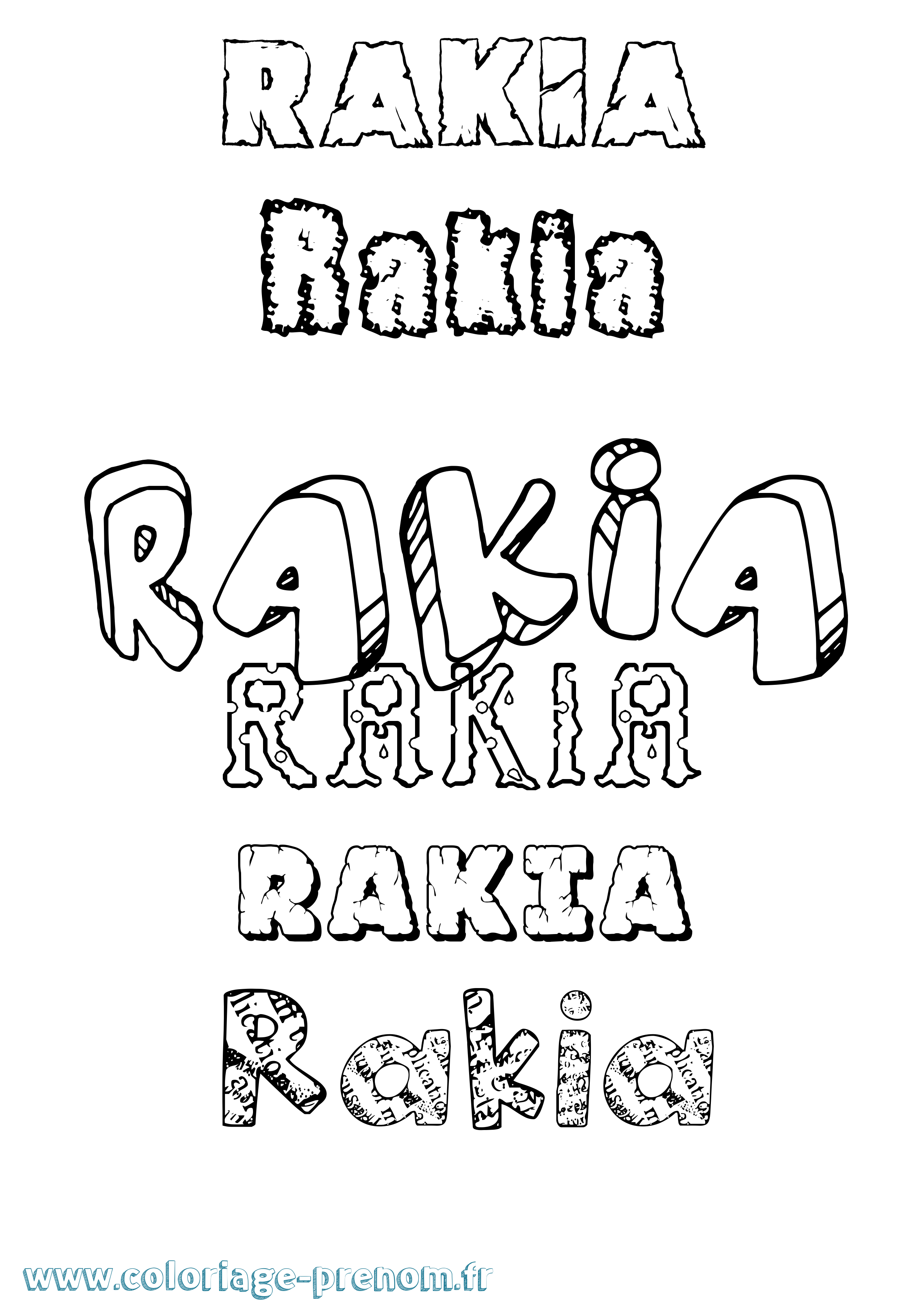 Coloriage Rakia Destructuré Coloriage prénom Rakia Destructuré