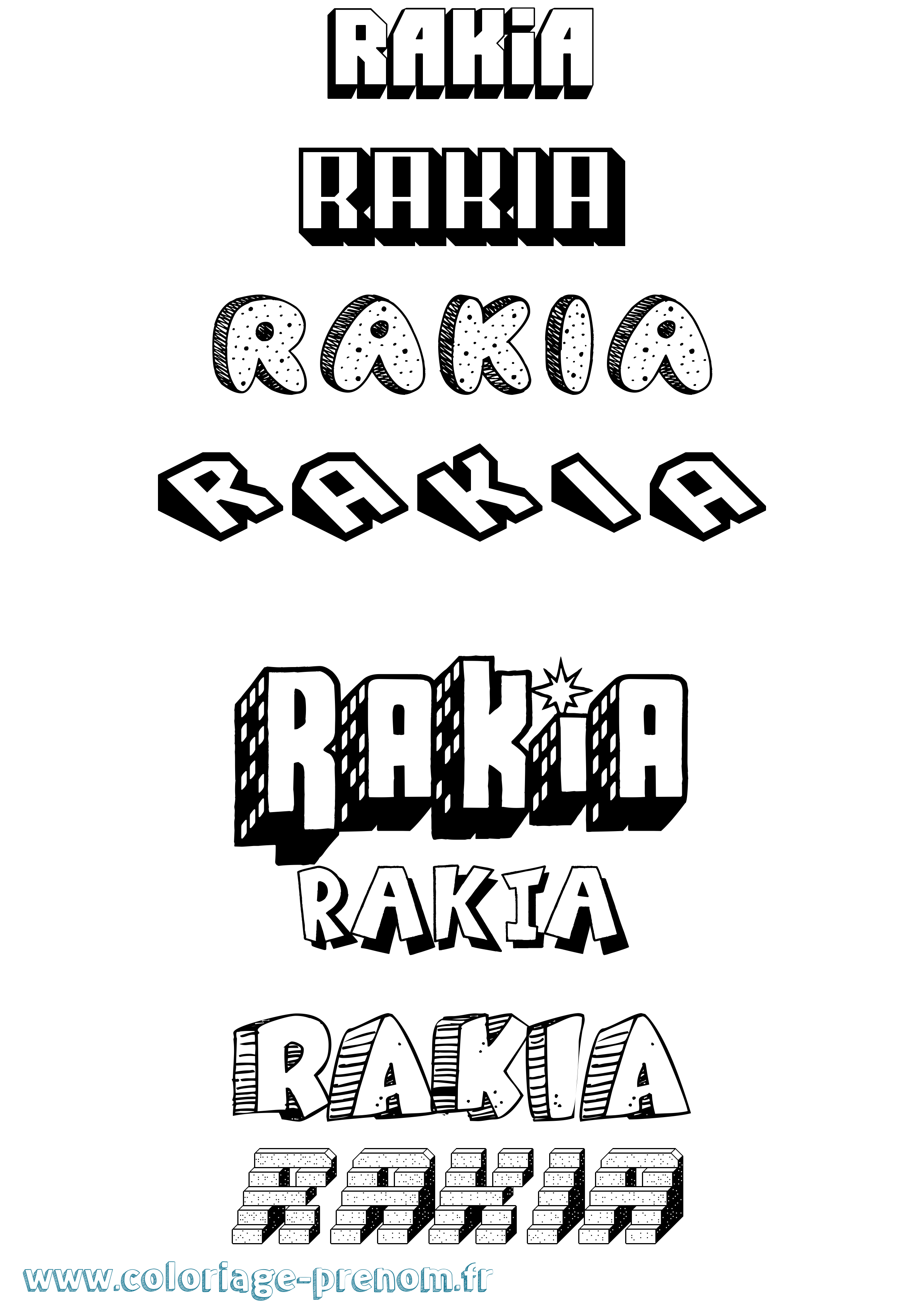 Coloriage Rakia Effet 3D Coloriage prénom Rakia Effet 3D