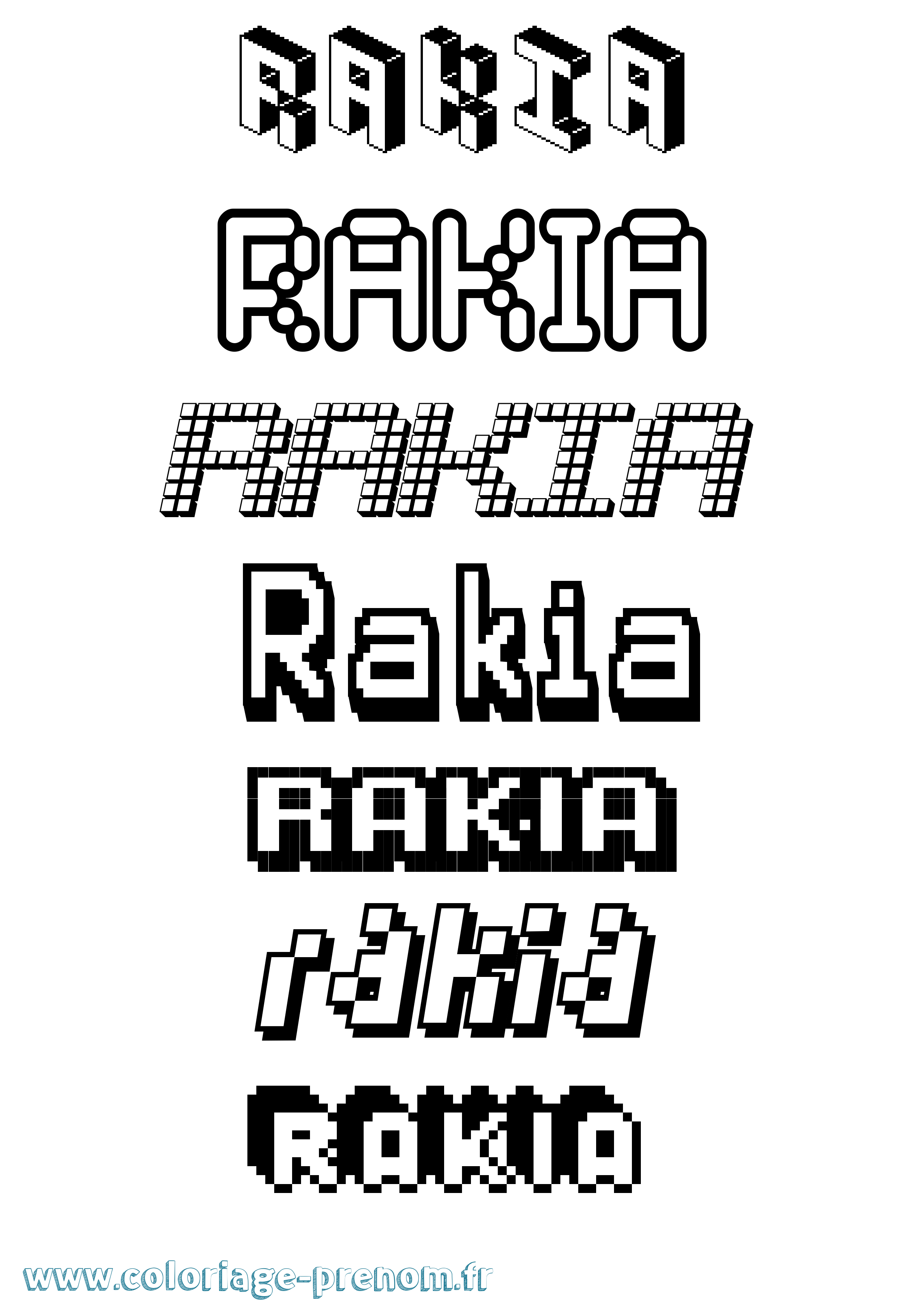 Coloriage Rakia Pixel Coloriage prénom Rakia Pixel