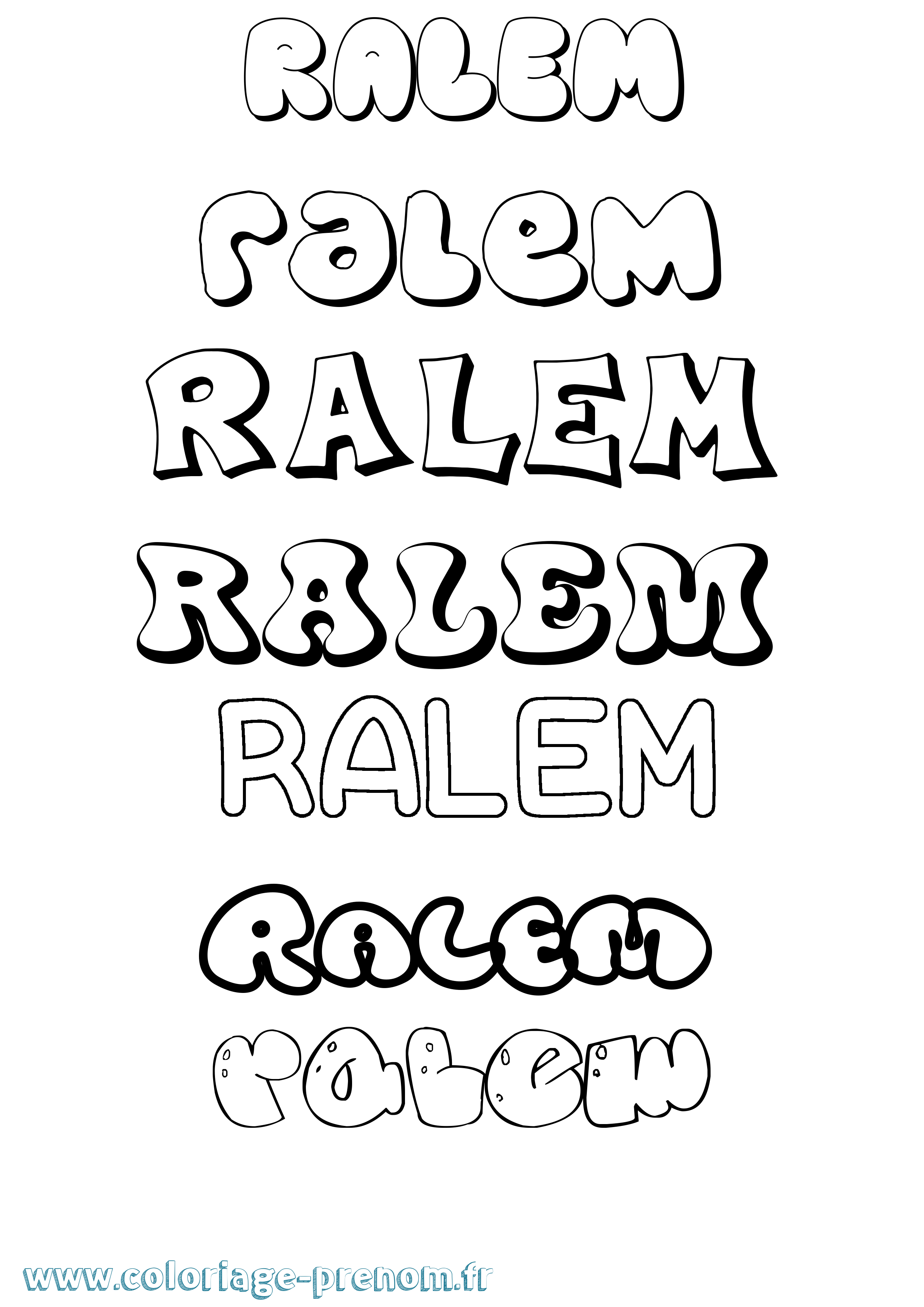 Coloriage Ralem Bubble Coloriage prénom Ralem Bubble