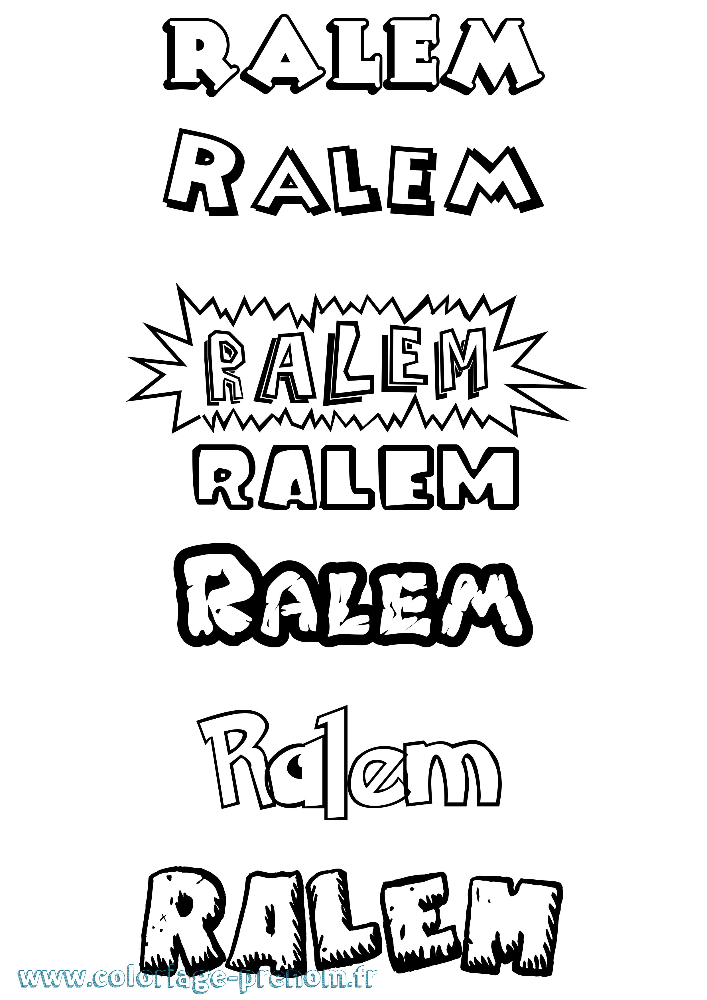 Coloriage Ralem Dessin Animé Coloriage prénom Ralem Dessin Animé
