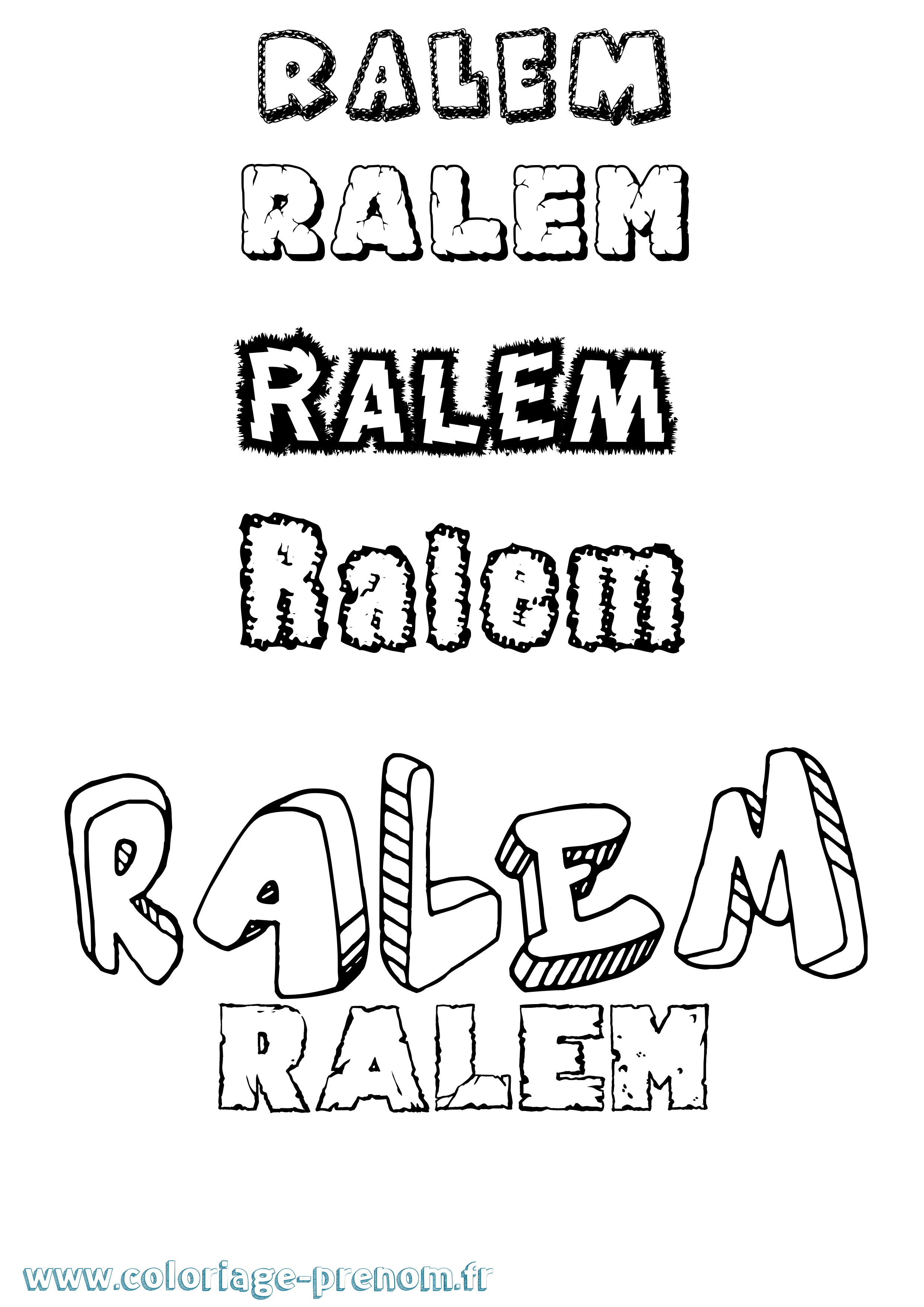 Coloriage Ralem Destructuré Coloriage prénom Ralem Destructuré