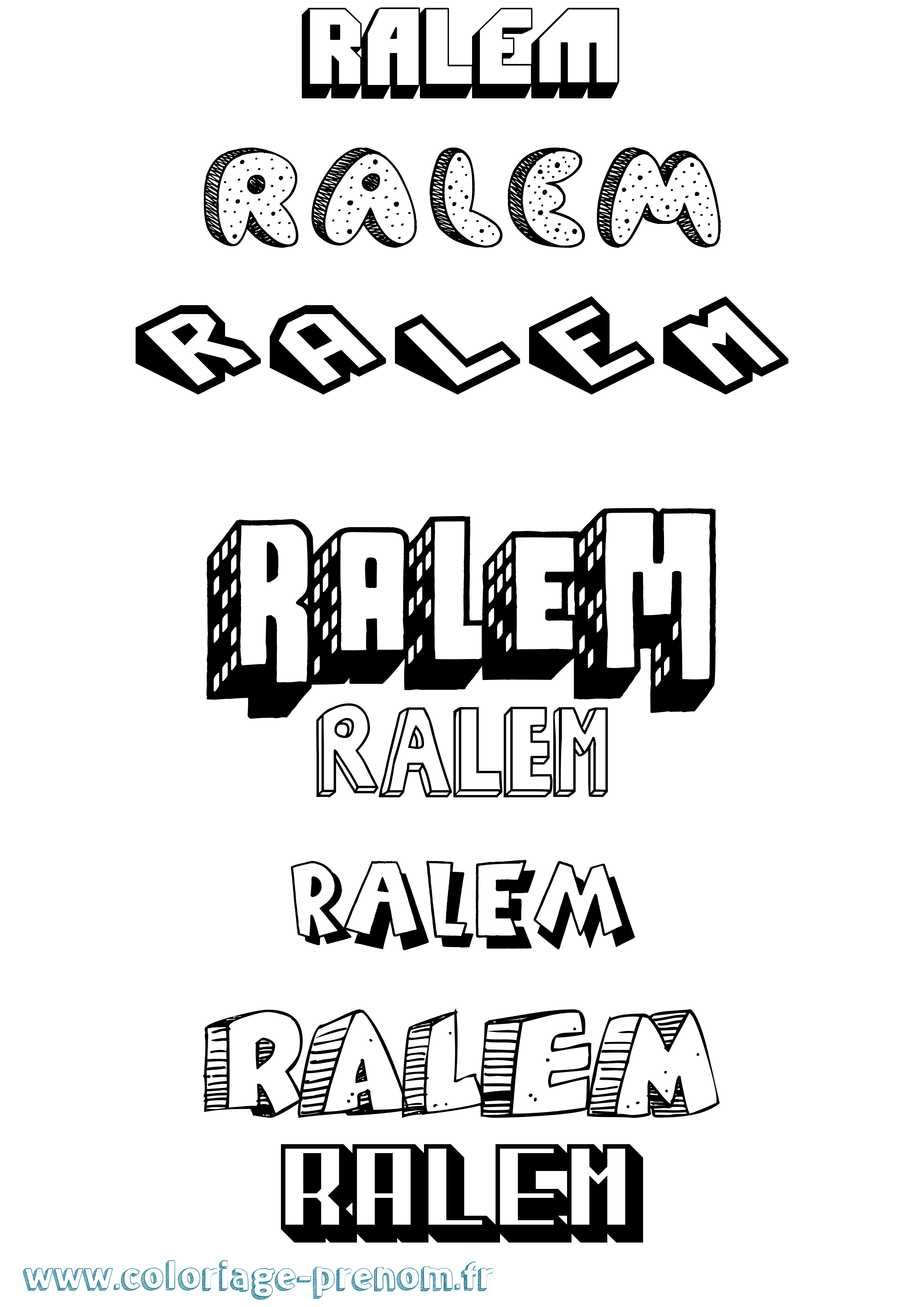Coloriage Ralem Effet 3D Coloriage prénom Ralem Effet 3D