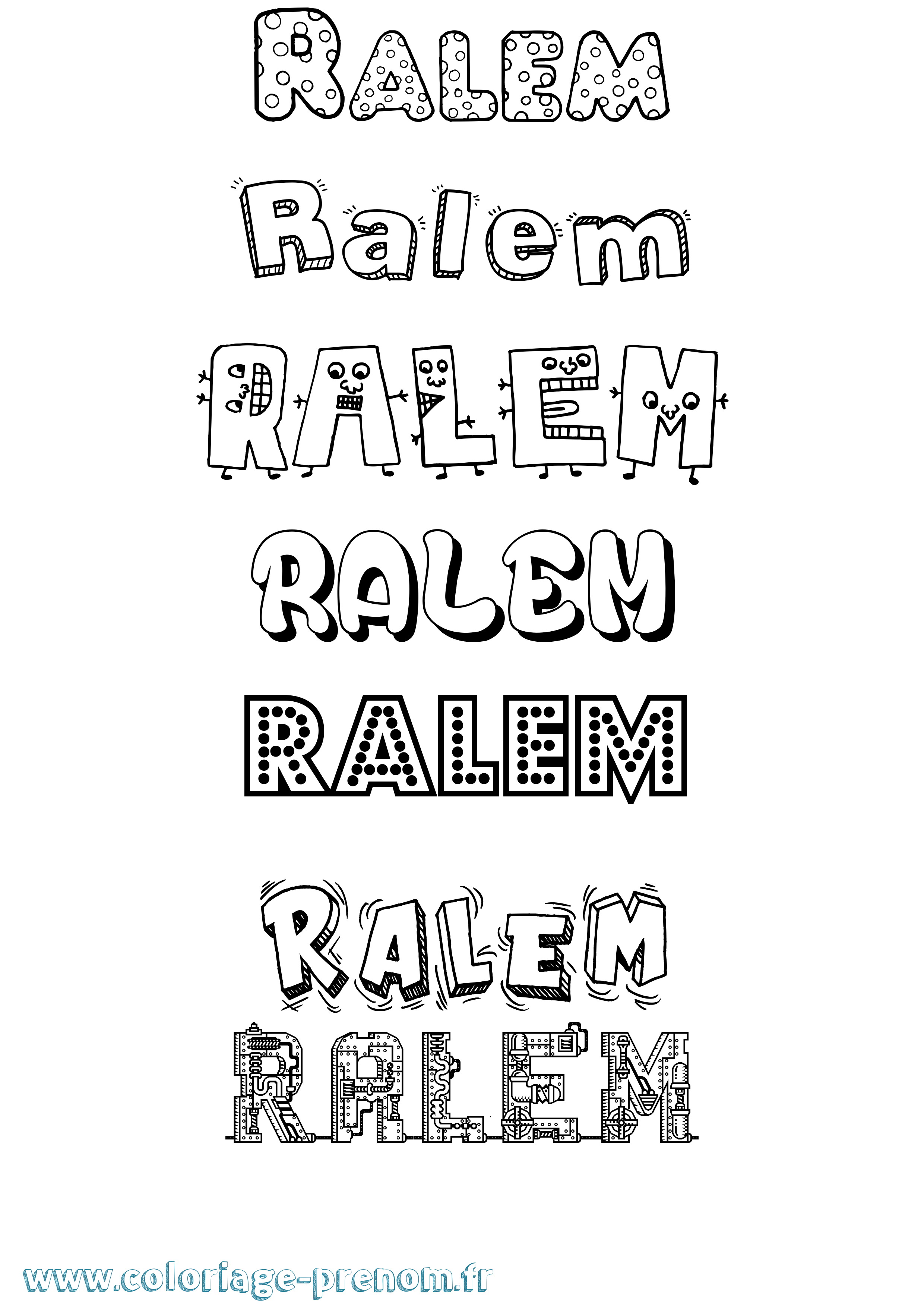 Coloriage Ralem Fun Coloriage prénom Ralem Fun