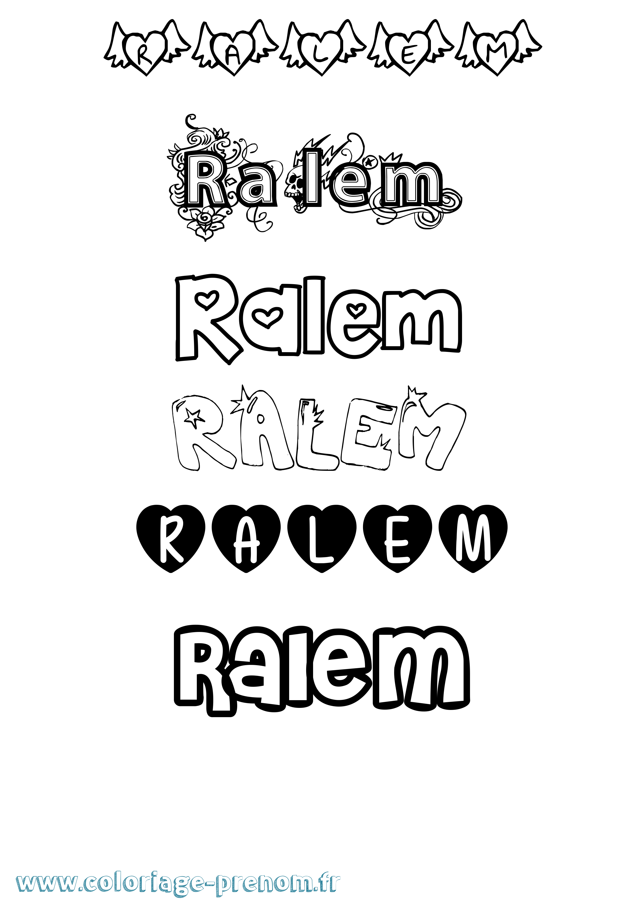 Coloriage Ralem Girly Coloriage prénom Ralem Girly