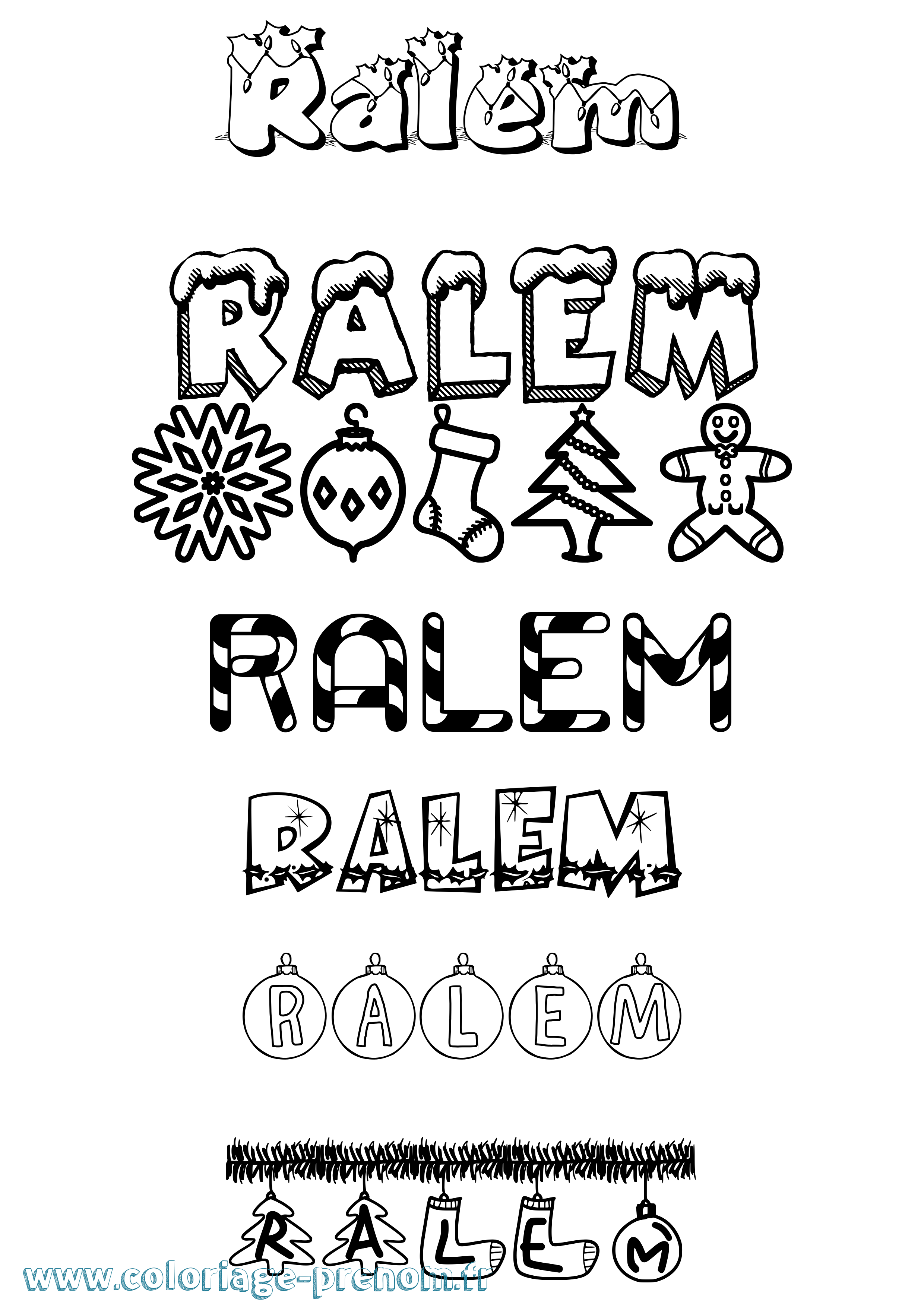 Coloriage Ralem Noël Coloriage prénom Ralem Noël