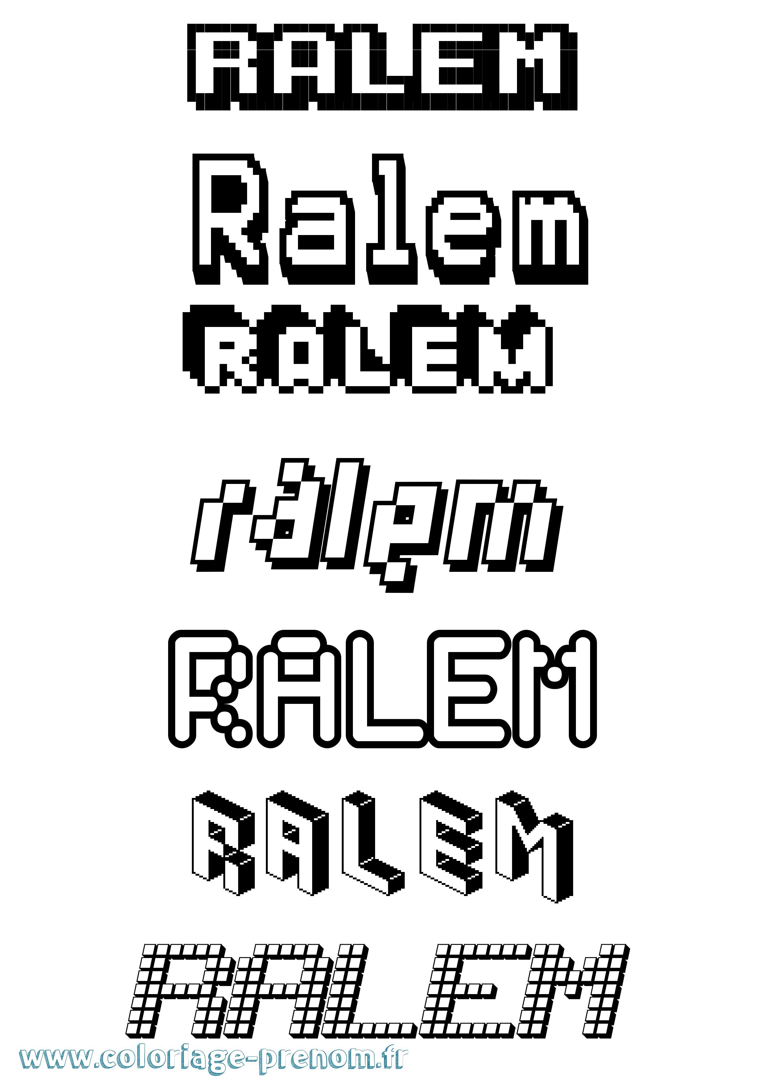 Coloriage Ralem Pixel Coloriage prénom Ralem Pixel