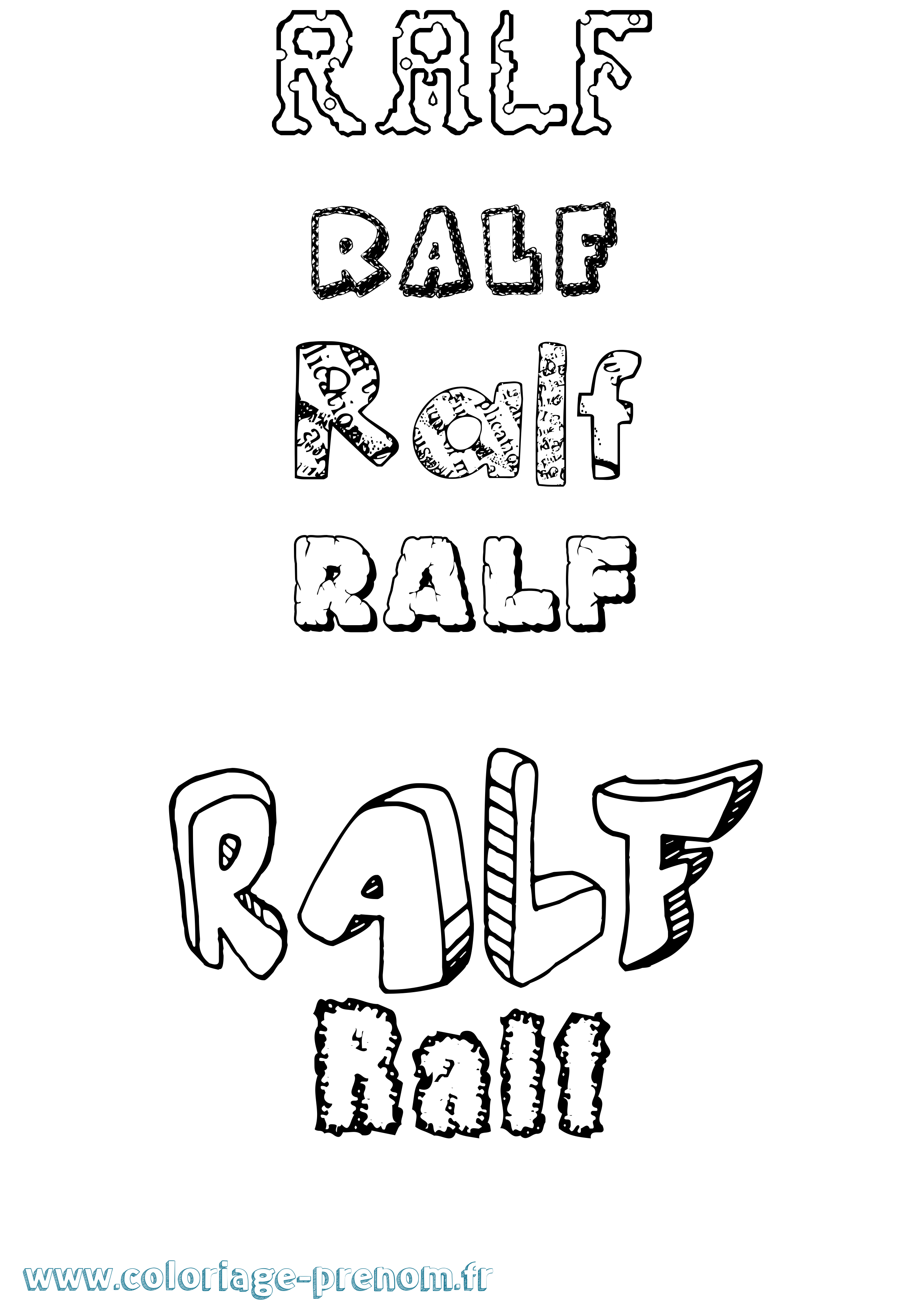 Coloriage Ralf Destructuré Coloriage prénom Ralf Destructuré