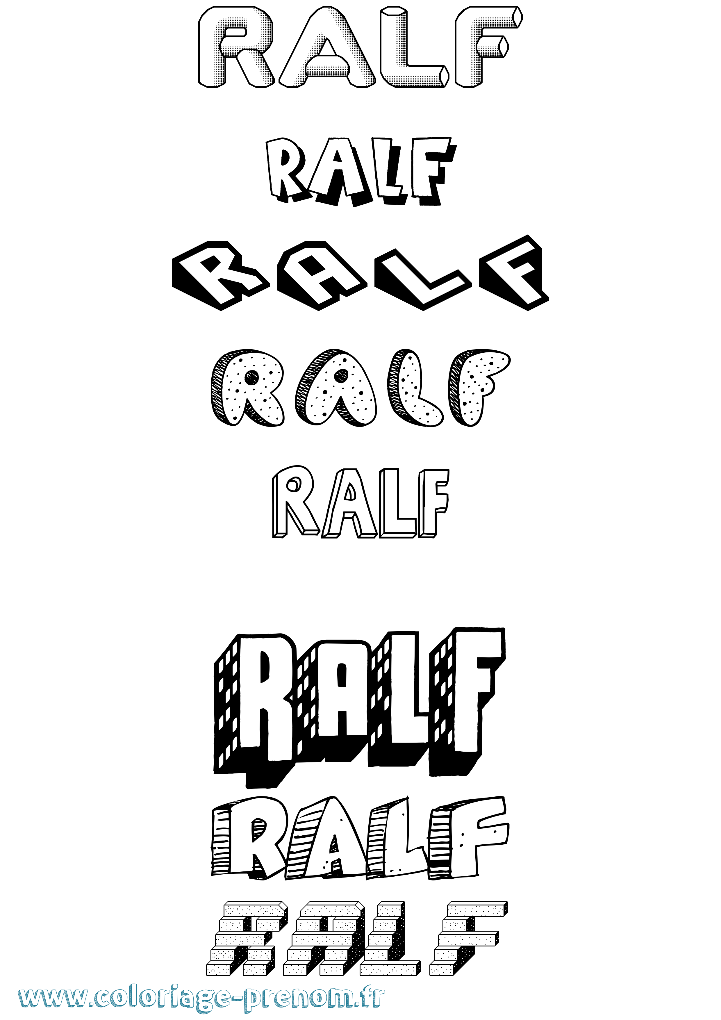 Coloriage Ralf Effet 3D Coloriage prénom Ralf Effet 3D