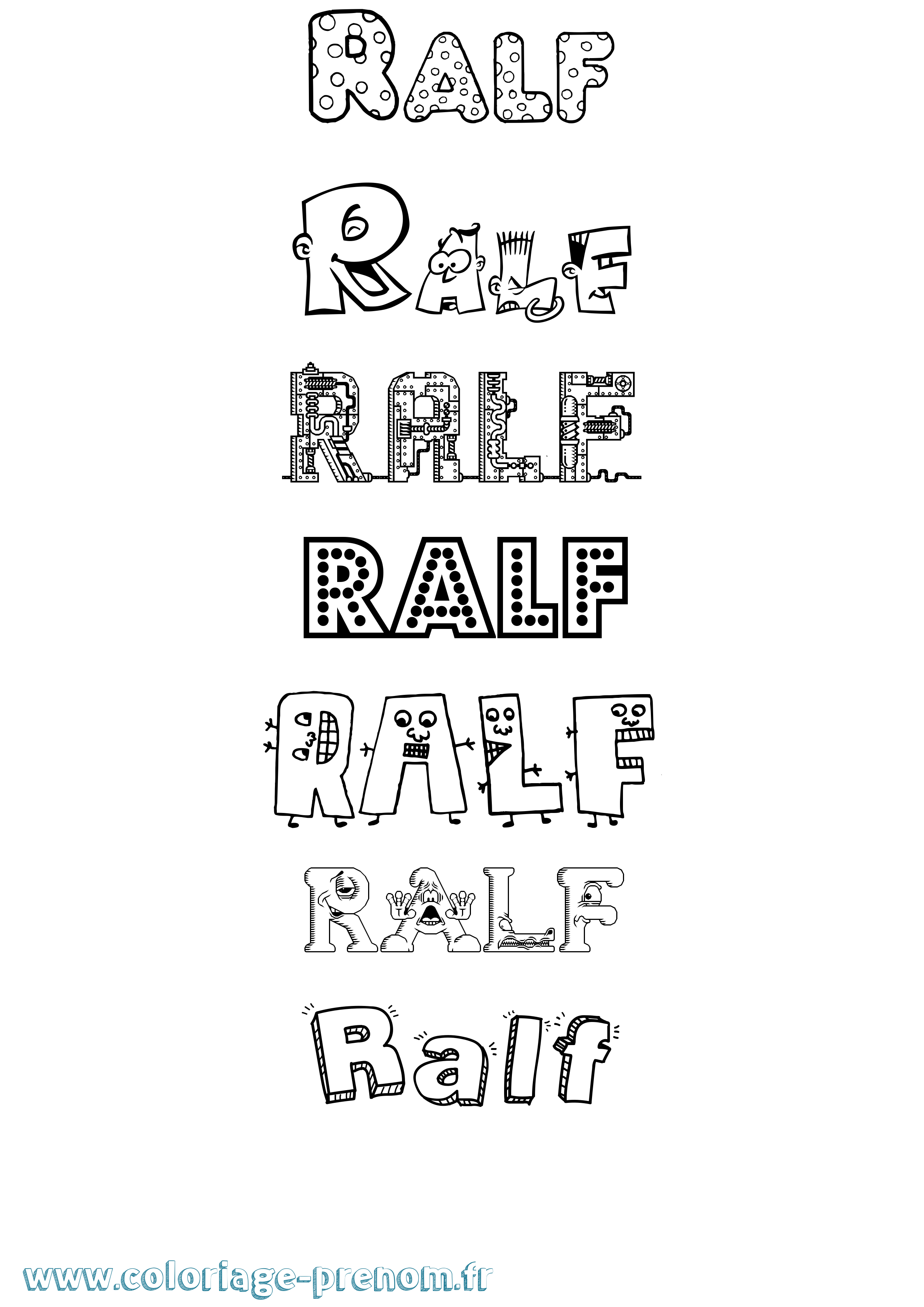 Coloriage Ralf Fun Coloriage prénom Ralf Fun