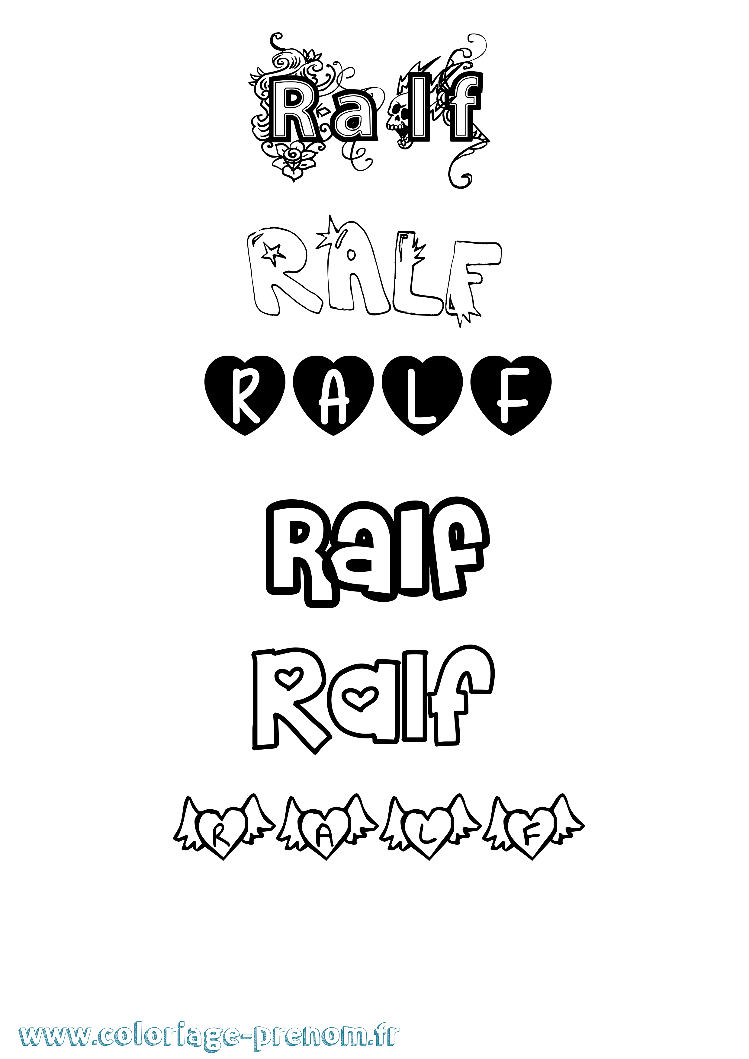 Coloriage Ralf Girly Coloriage prénom Ralf Girly