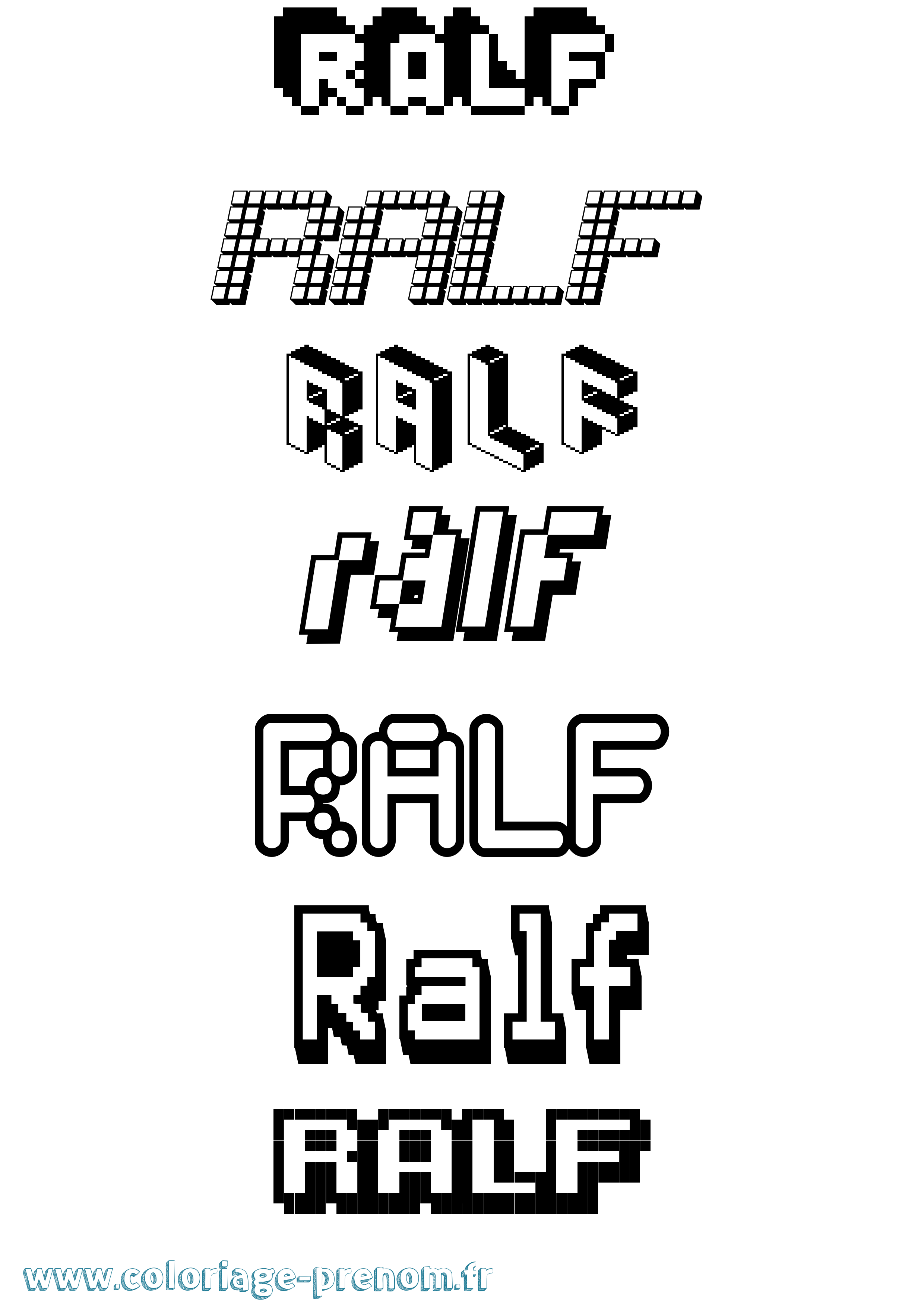 Coloriage Ralf Pixel Coloriage prénom Ralf Pixel