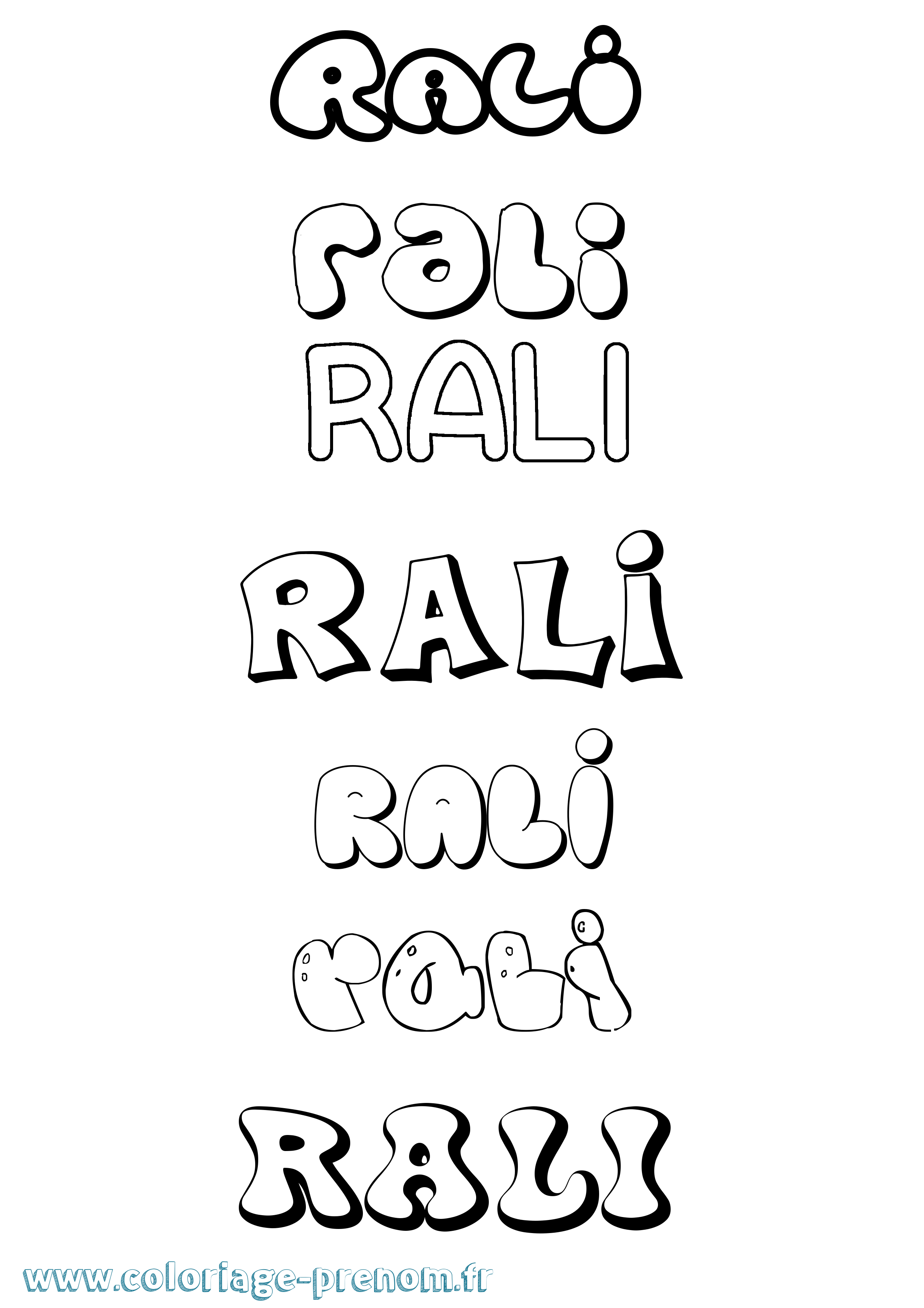 Coloriage Rali Bubble Coloriage prénom Rali Bubble