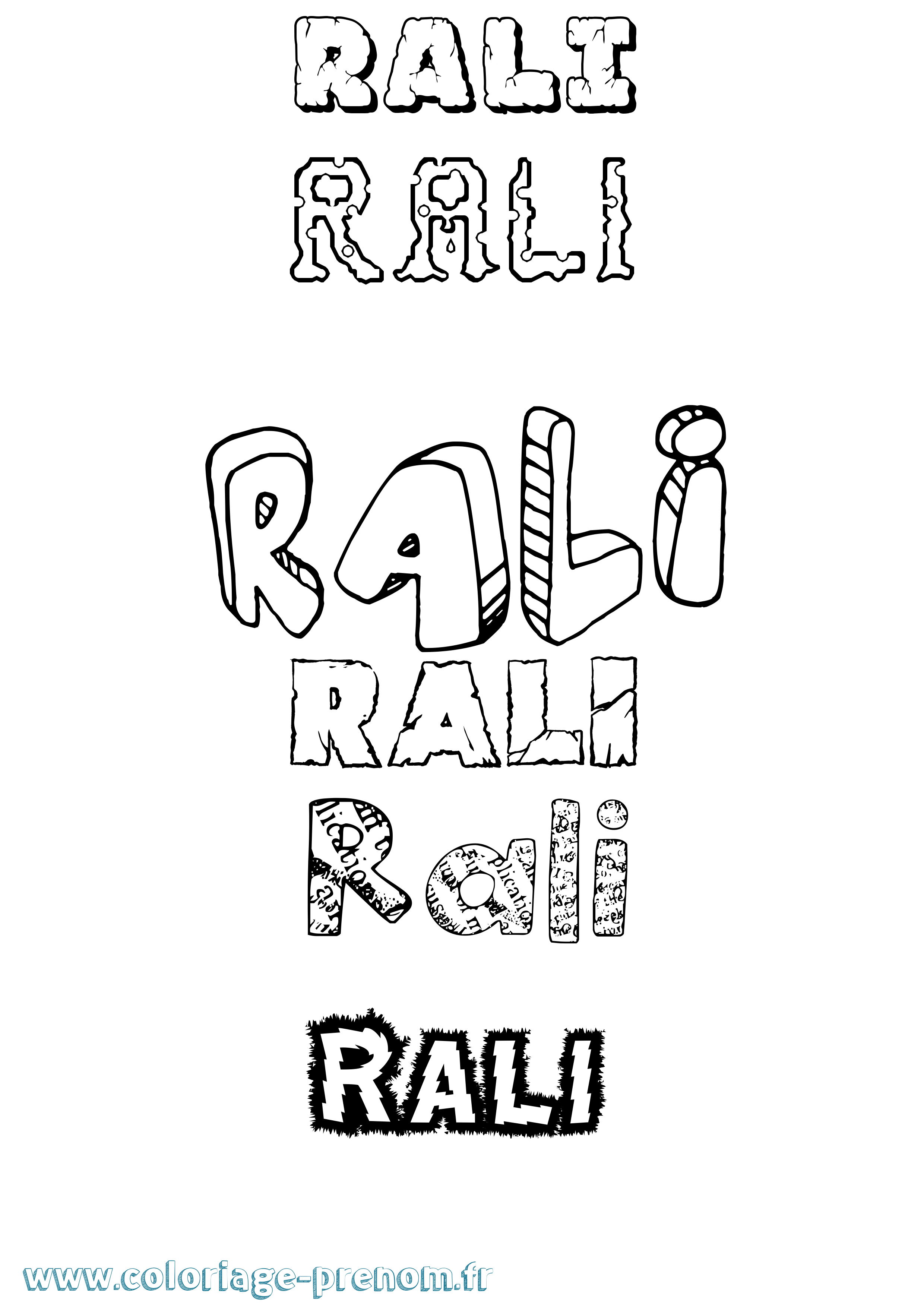 Coloriage Rali Destructuré Coloriage prénom Rali Destructuré