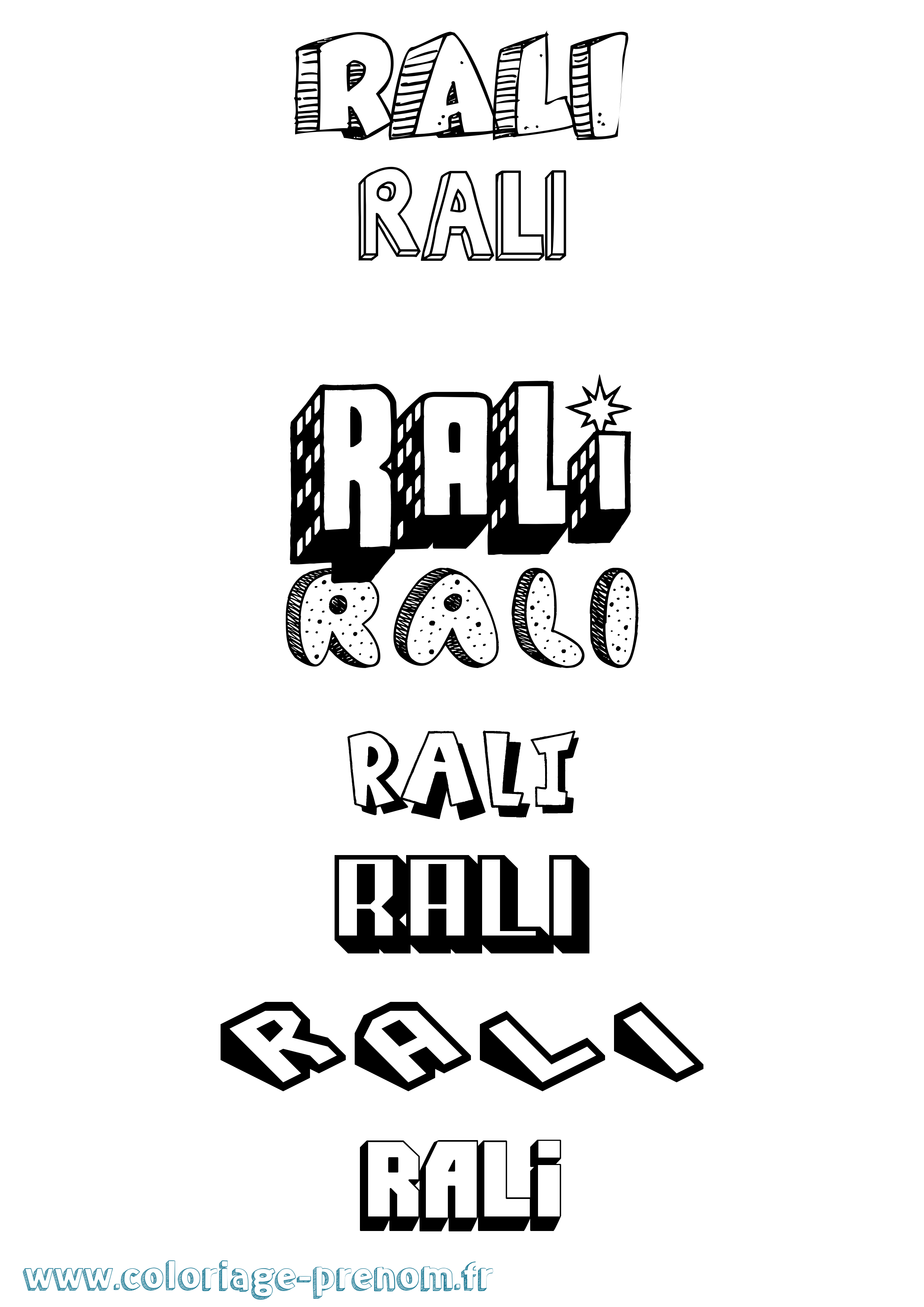 Coloriage Rali Effet 3D Coloriage prénom Rali Effet 3D