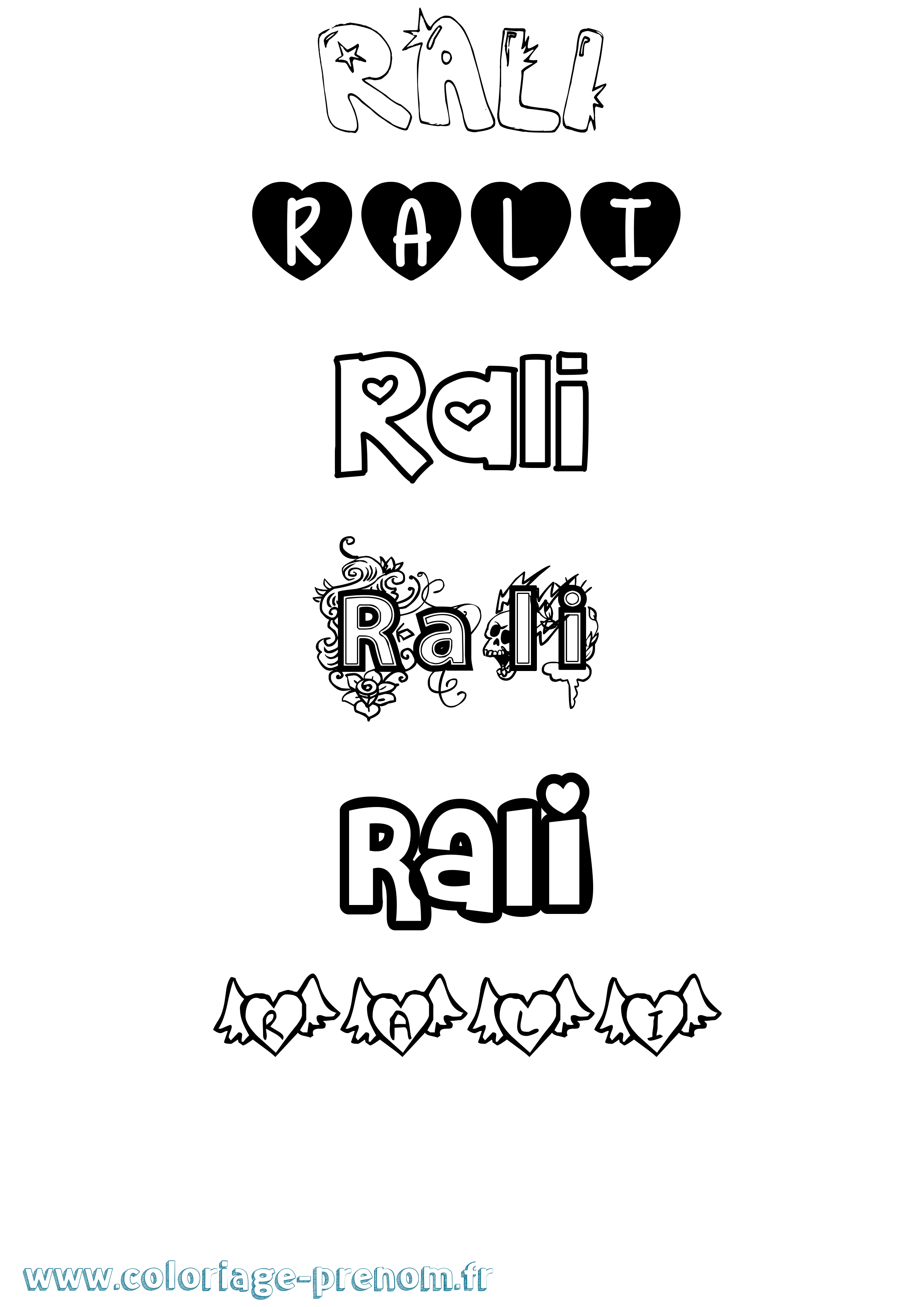 Coloriage Rali Girly Coloriage prénom Rali Girly