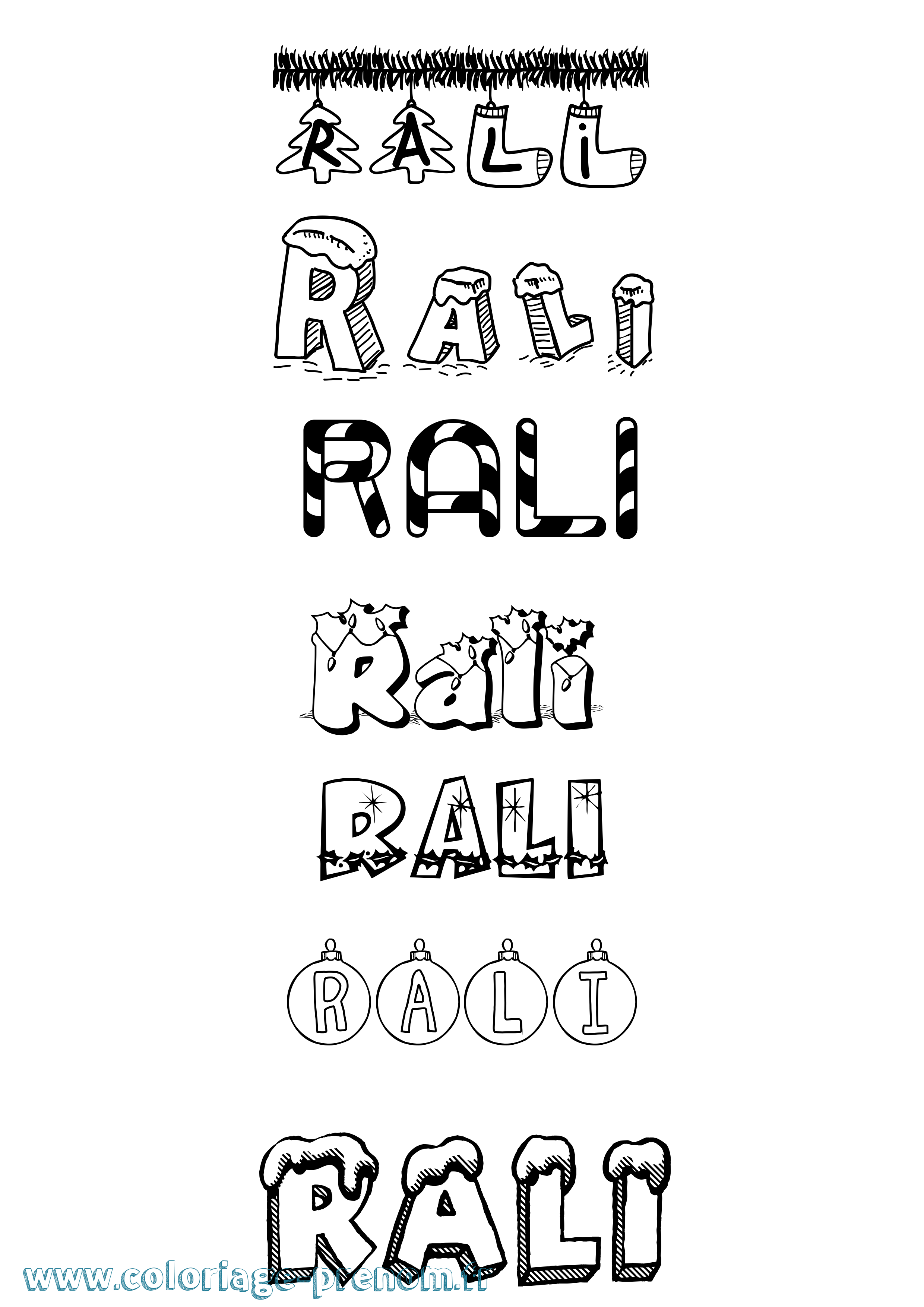 Coloriage Rali Noël Coloriage prénom Rali Noël