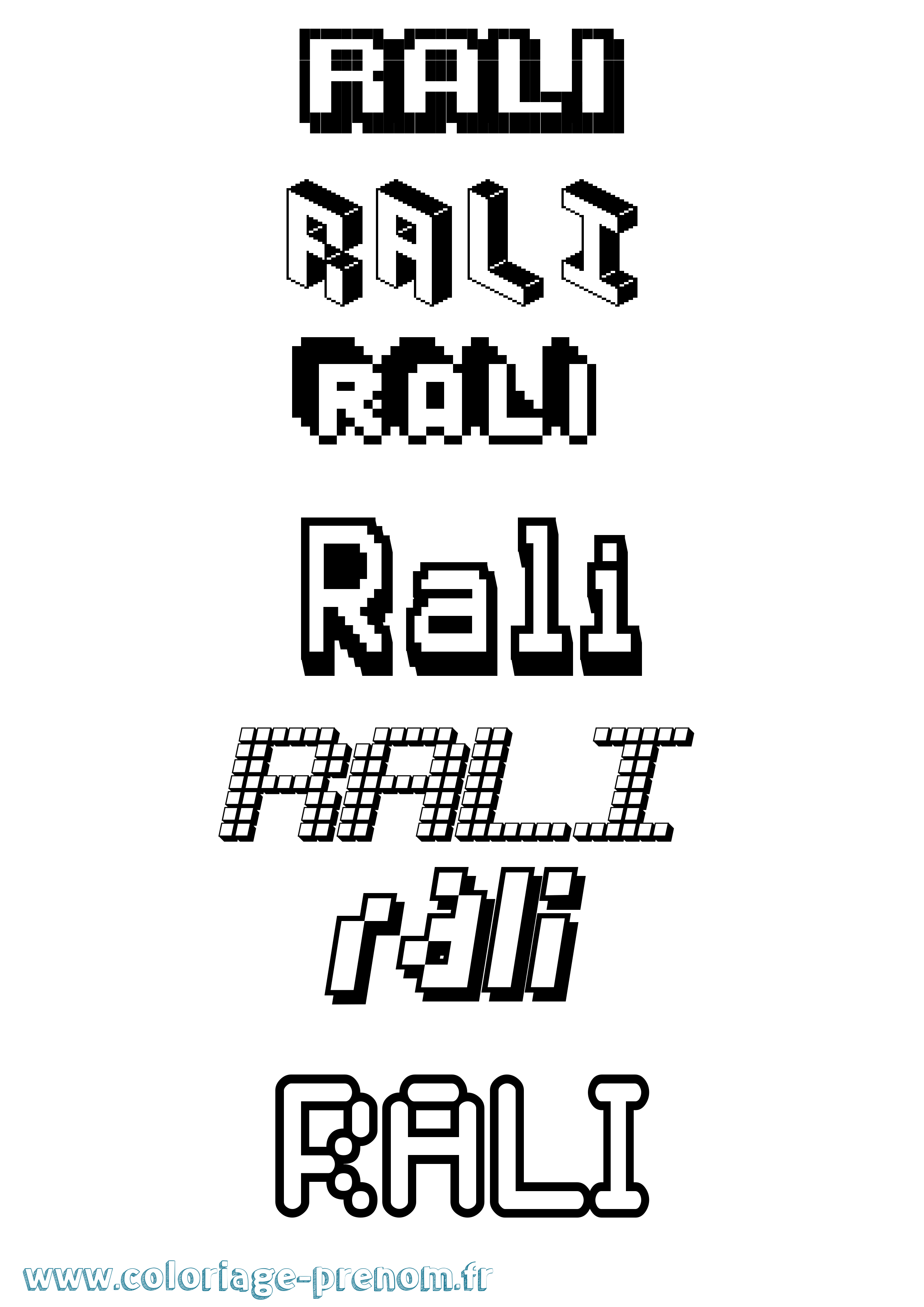Coloriage Rali Pixel Coloriage prénom Rali Pixel