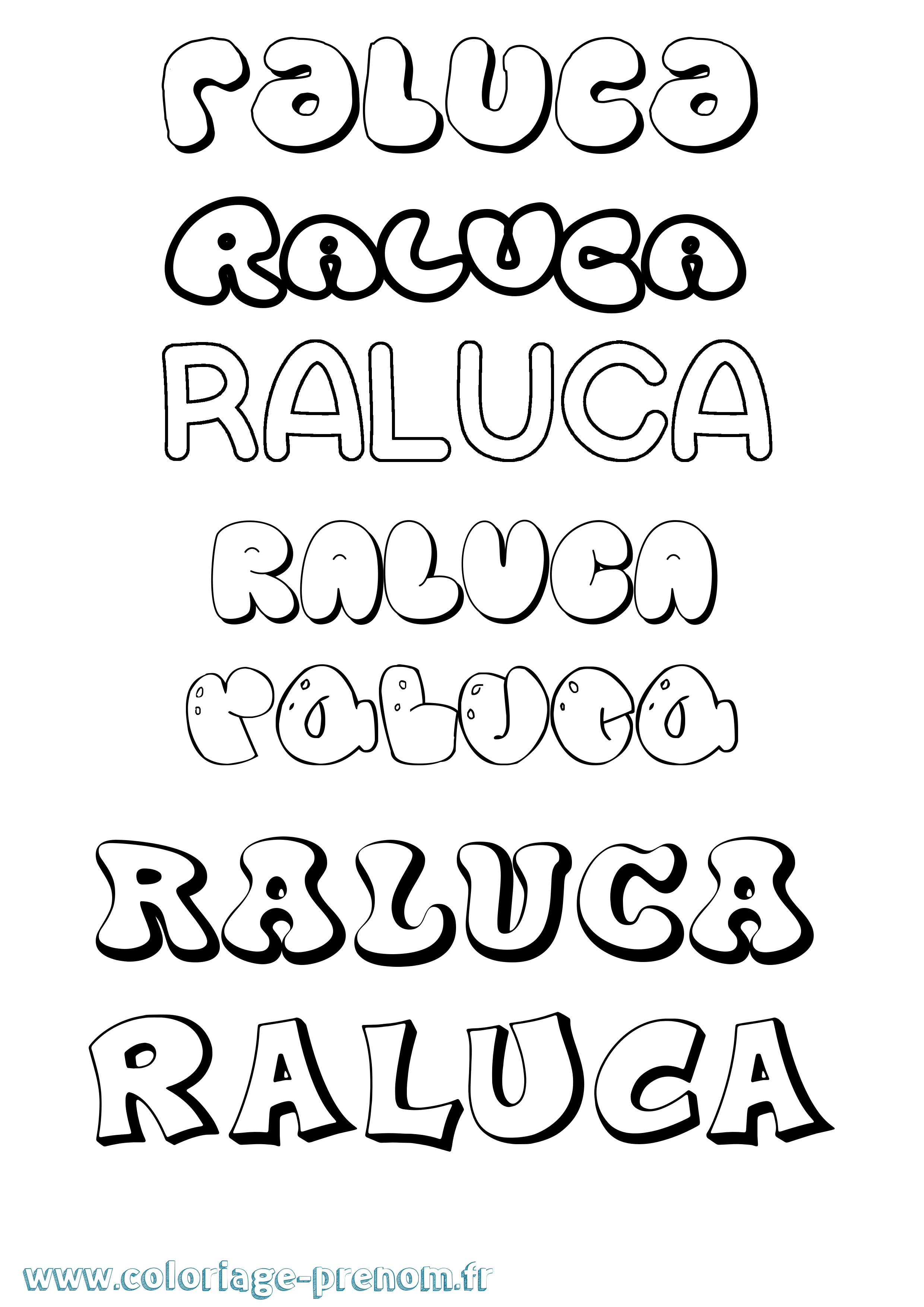 Coloriage Raluca Bubble Coloriage prénom Raluca Bubble