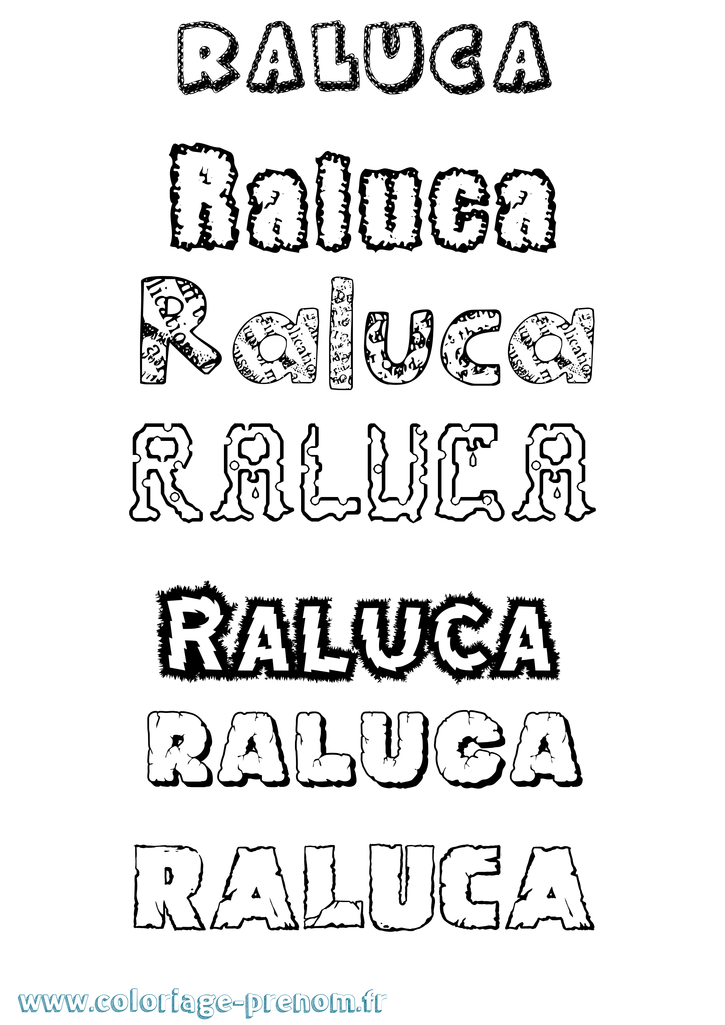 Coloriage Raluca Destructuré Coloriage prénom Raluca Destructuré