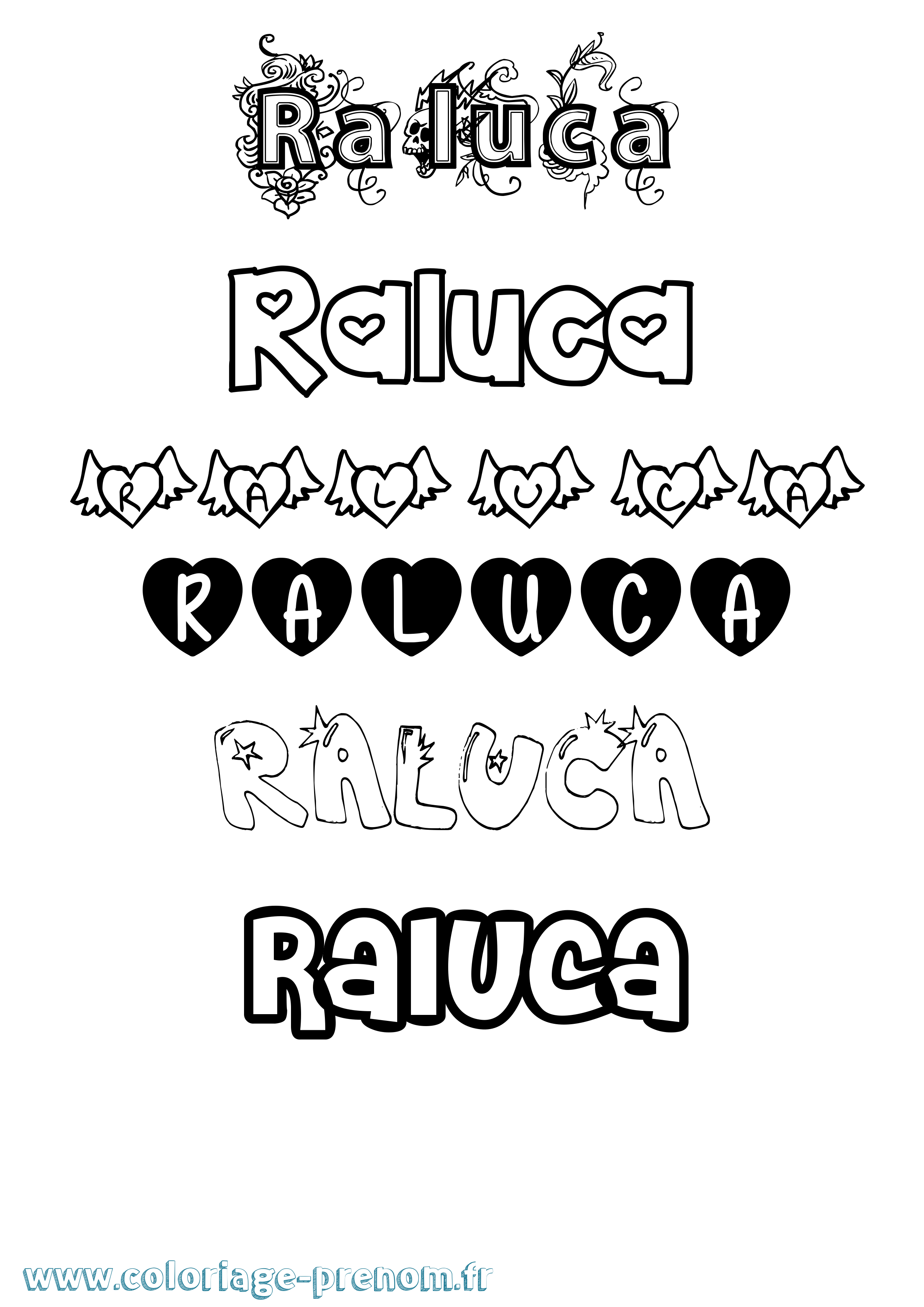Coloriage Raluca Girly Coloriage prénom Raluca Girly