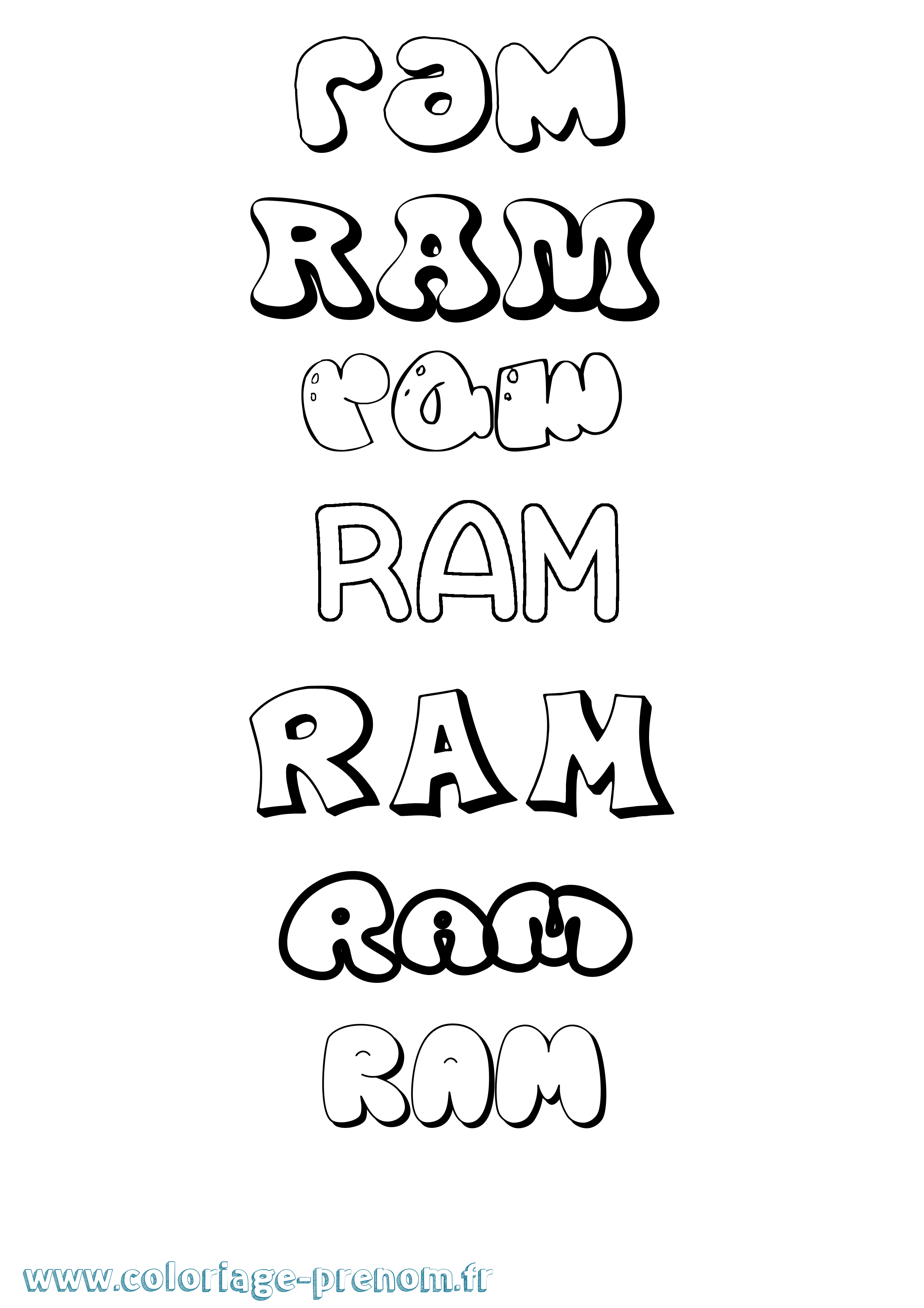 Coloriage Ram Bubble Coloriage prénom Ram Bubble
