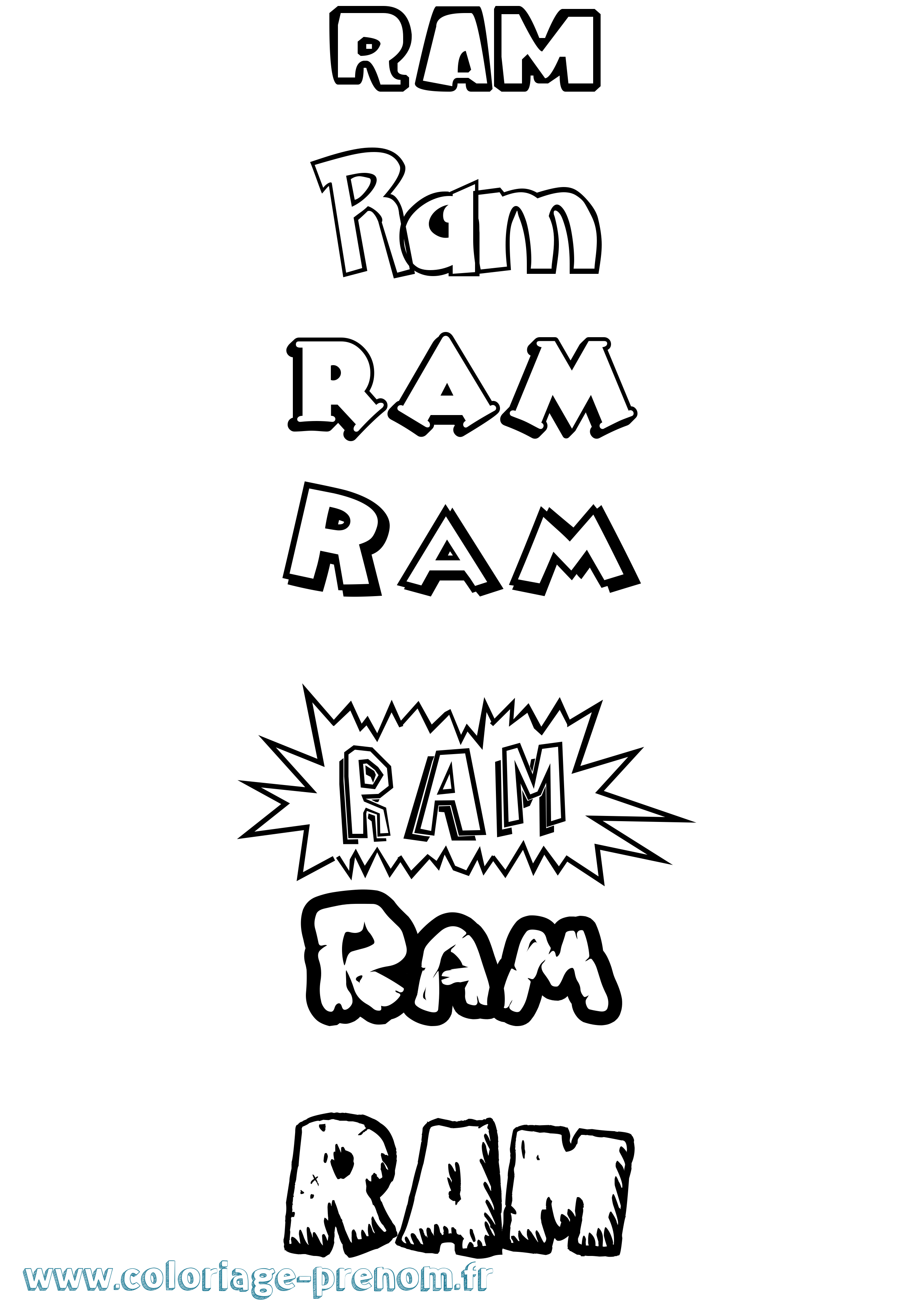 Coloriage Ram Dessin Animé Coloriage prénom Ram Dessin Animé