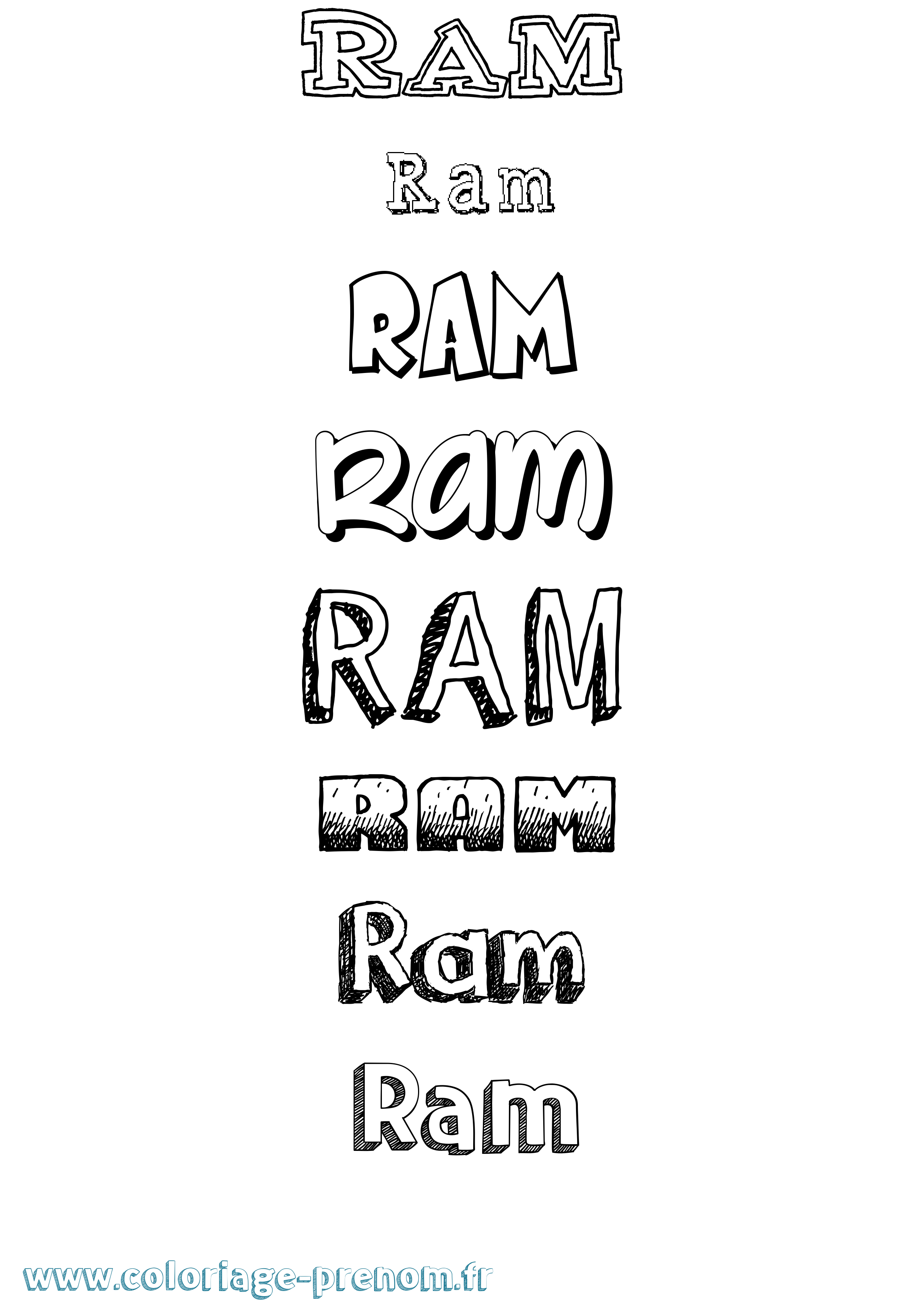 Coloriage Ram Dessiné Coloriage prénom Ram Dessiné