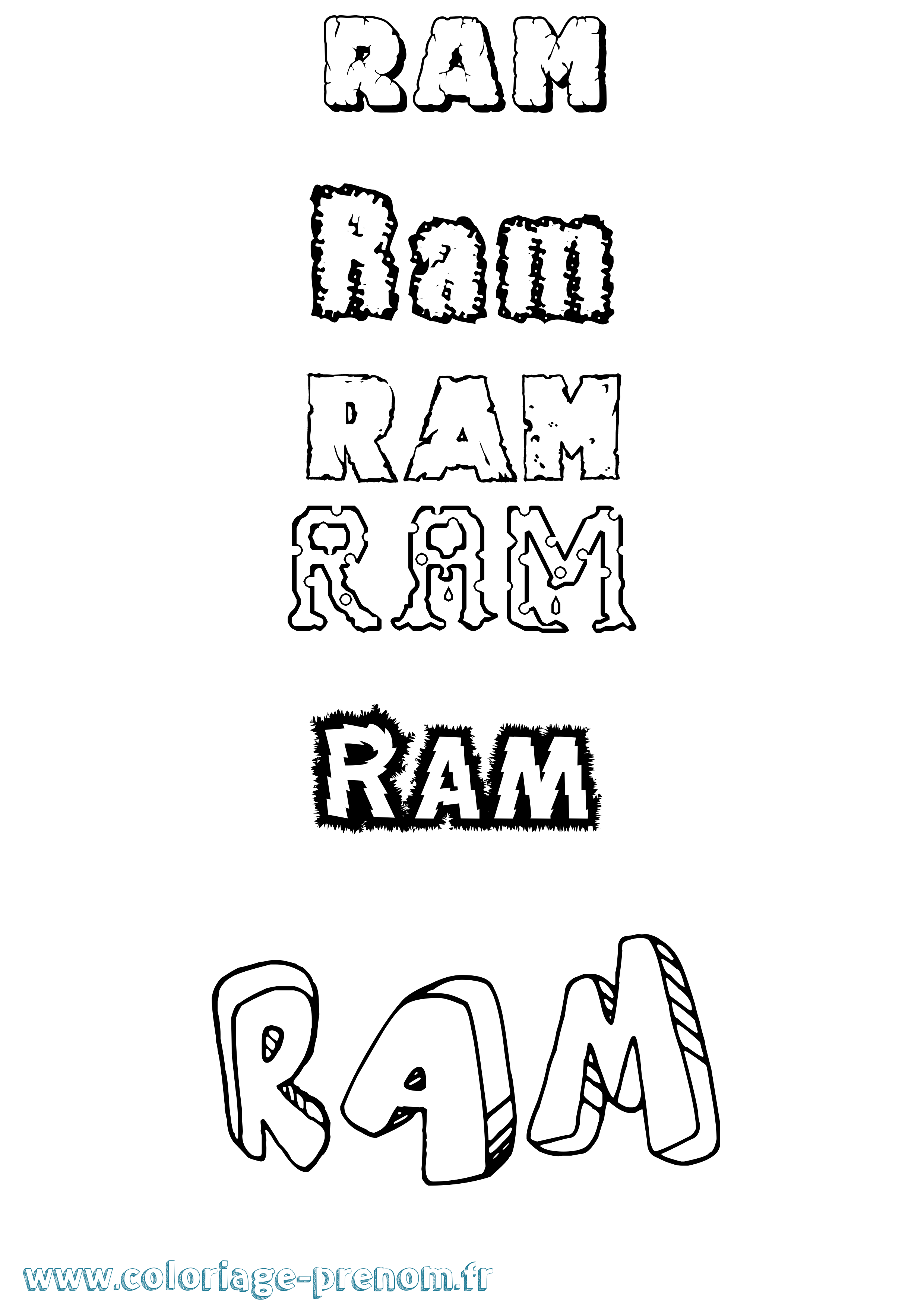 Coloriage Ram Destructuré Coloriage prénom Ram Destructuré