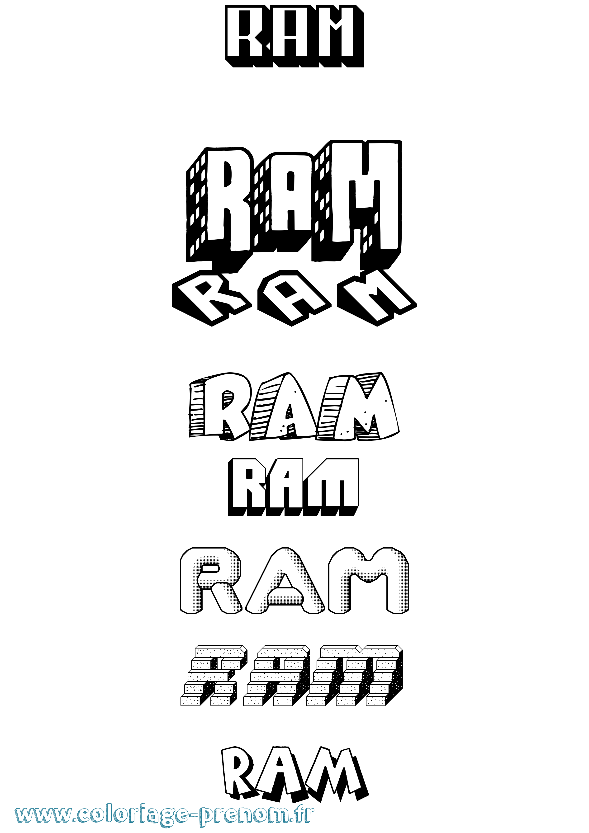 Coloriage Ram Effet 3D Coloriage prénom Ram Effet 3D